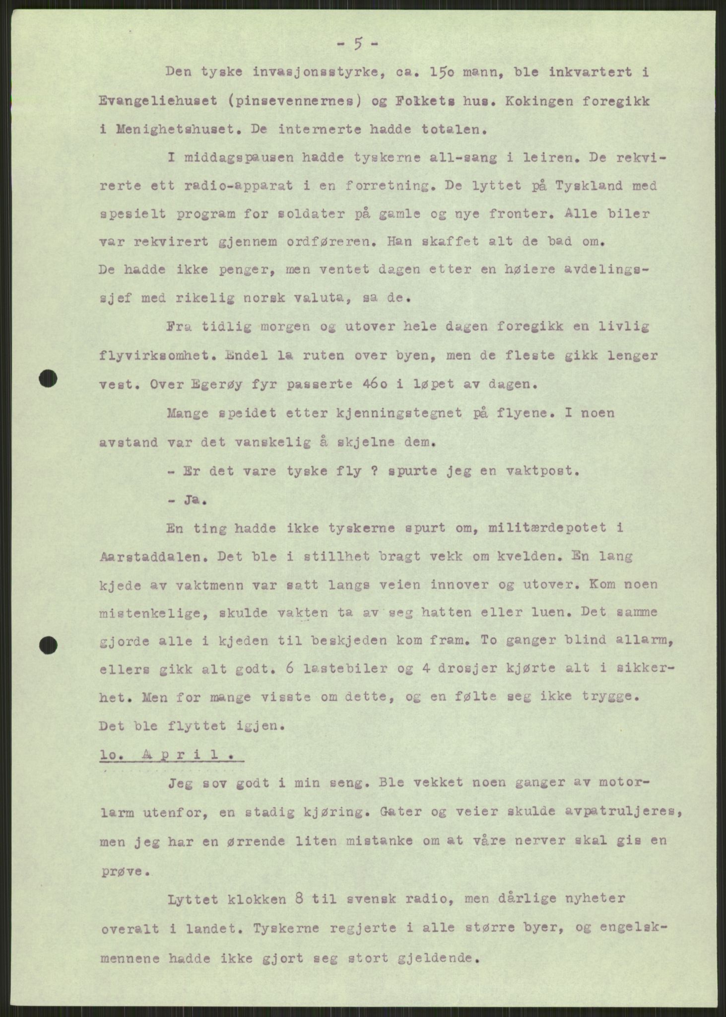 Forsvaret, Forsvarets krigshistoriske avdeling, AV/RA-RAFA-2017/Y/Ya/L0015: II-C-11-31 - Fylkesmenn.  Rapporter om krigsbegivenhetene 1940., 1940, s. 55