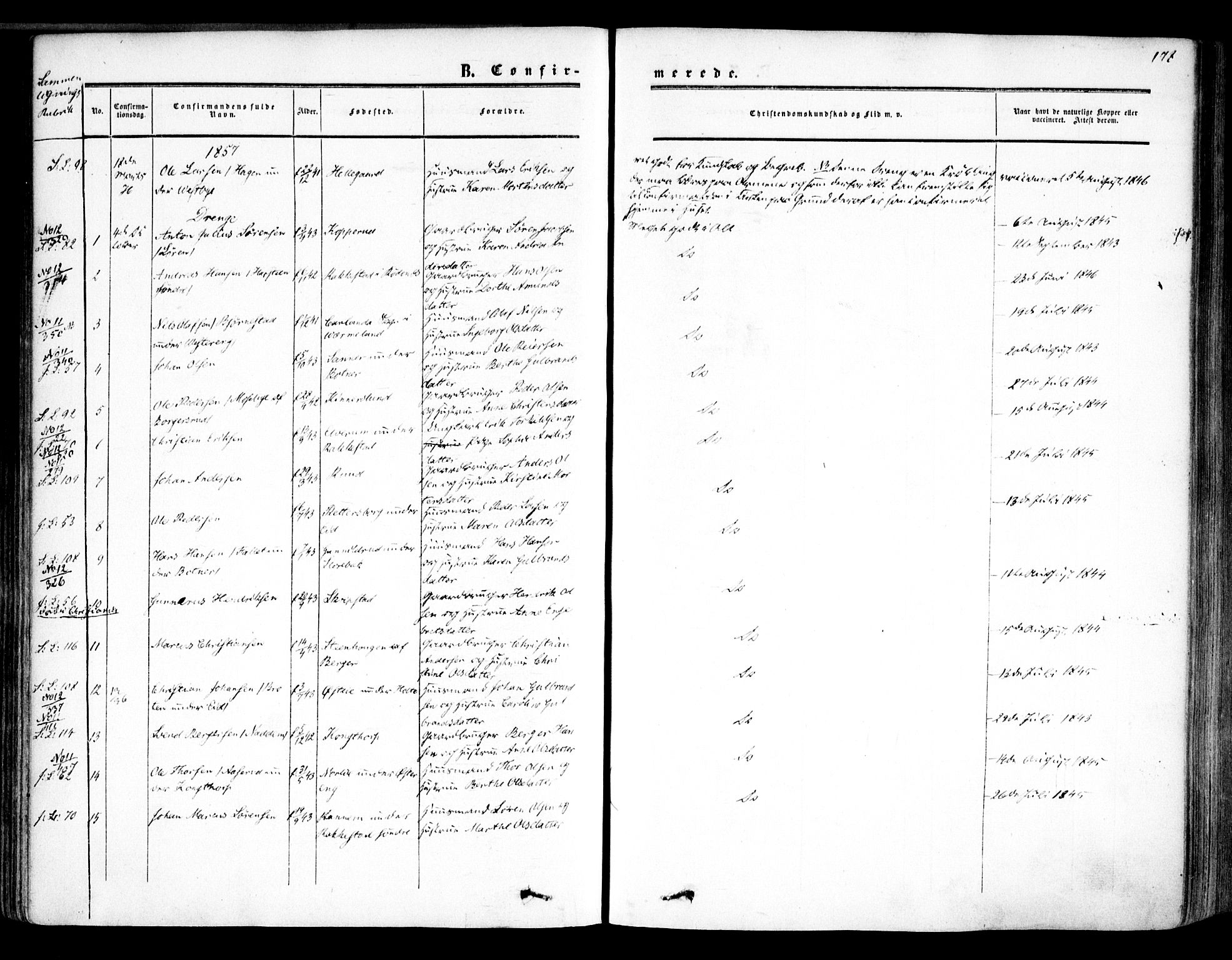 Høland prestekontor Kirkebøker, SAO/A-10346a/F/Fa/L0010: Ministerialbok nr. I 10, 1854-1861, s. 178