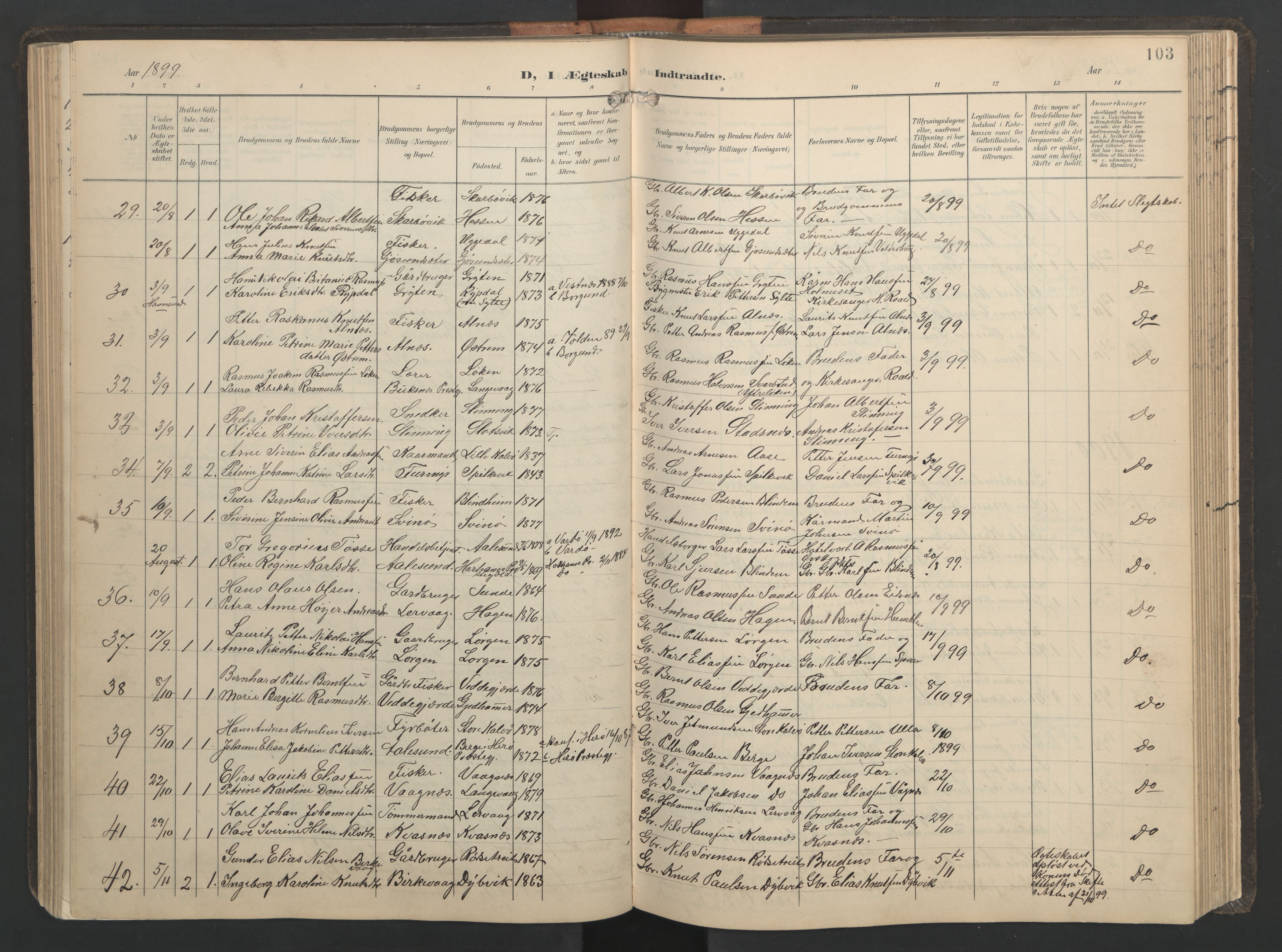 Ministerialprotokoller, klokkerbøker og fødselsregistre - Møre og Romsdal, AV/SAT-A-1454/528/L0433: Klokkerbok nr. 528C14, 1899-1922, s. 103