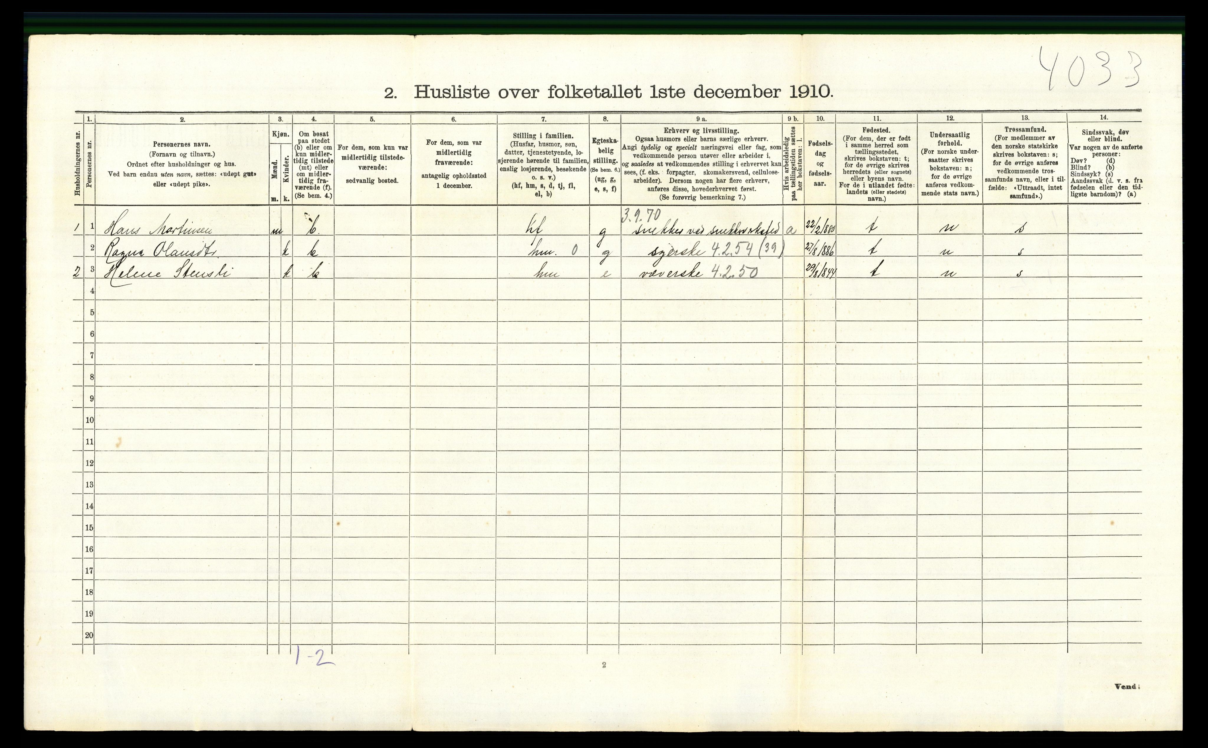 RA, Folketelling 1910 for 0528 Østre Toten herred, 1910, s. 238