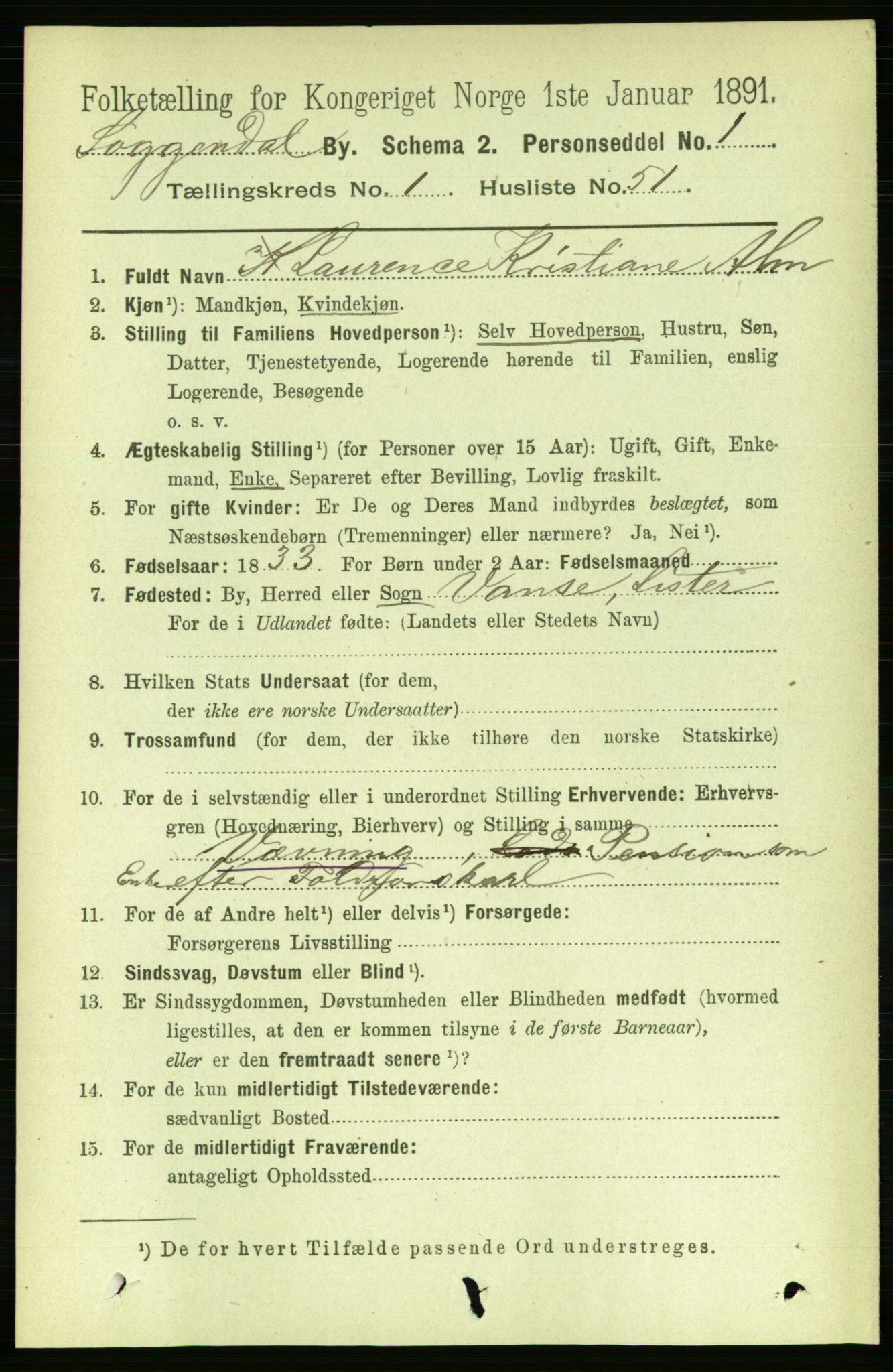 RA, Folketelling 1891 for 1107 Sokndal ladested, 1891, s. 275