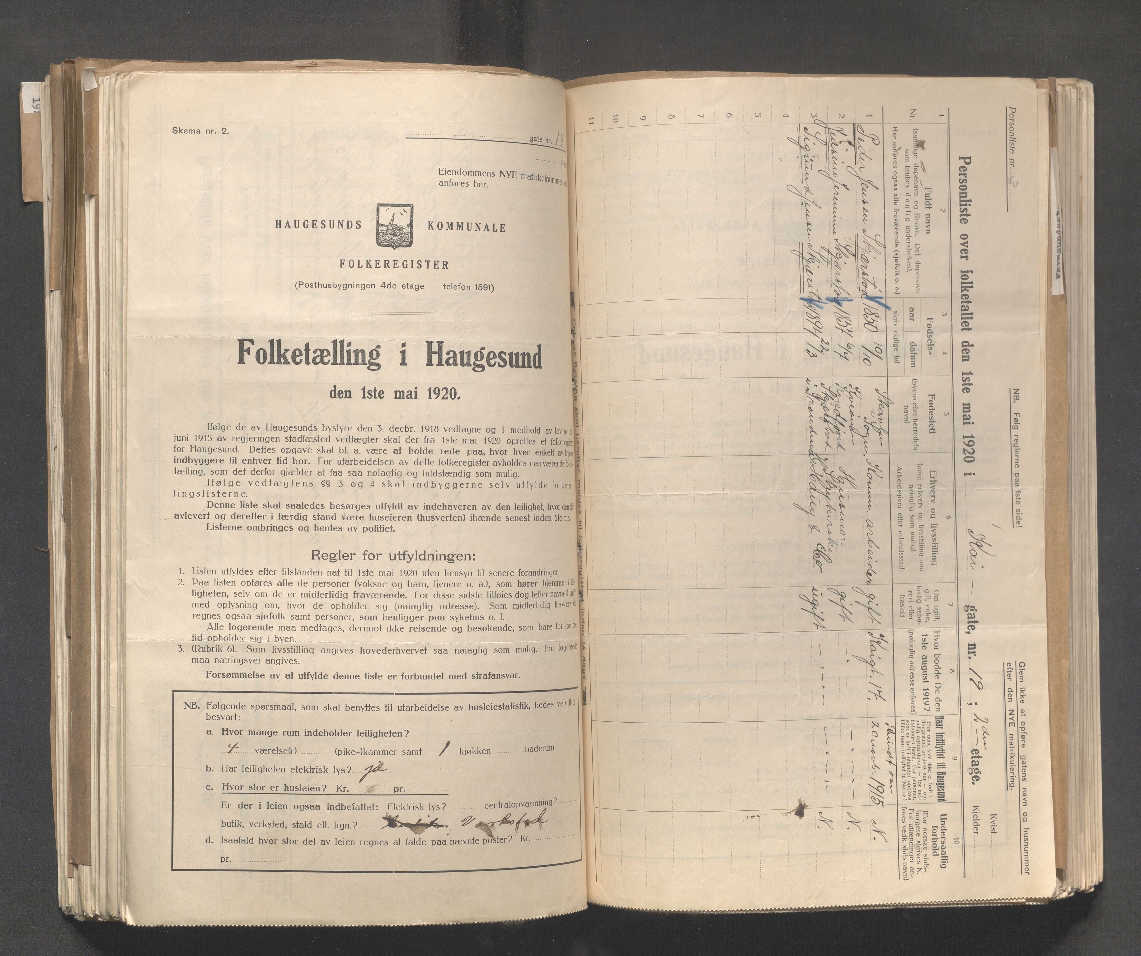 IKAR, Kommunal folketelling 1.5.1920 for Haugesund, 1920, s. 2275