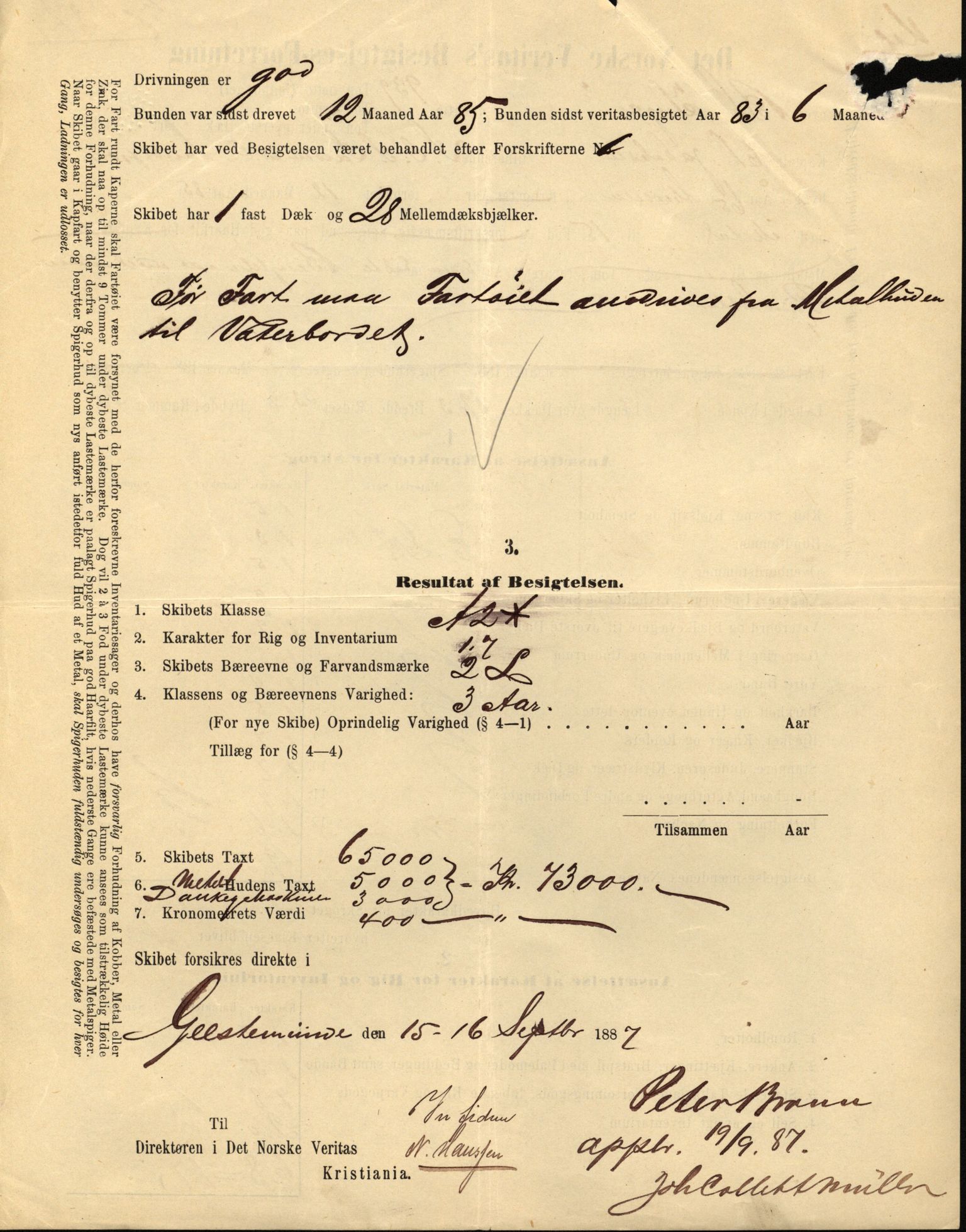 Pa 63 - Østlandske skibsassuranceforening, VEMU/A-1079/G/Ga/L0021/0003: Havaridokumenter / Inga av Drammen, Inga av Sandefjord, Primula, 1888-1889, s. 31