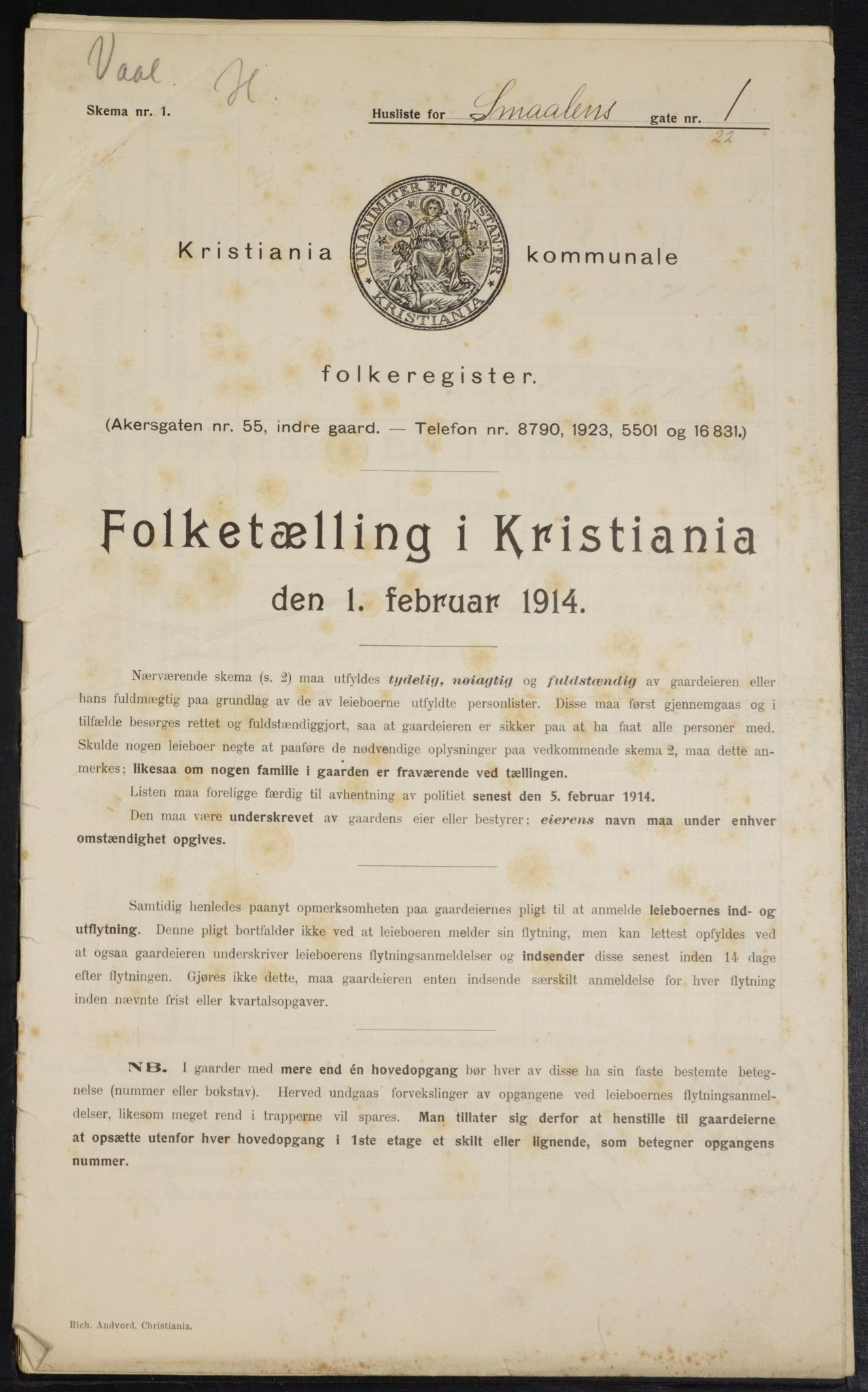 OBA, Kommunal folketelling 1.2.1914 for Kristiania, 1914, s. 97558
