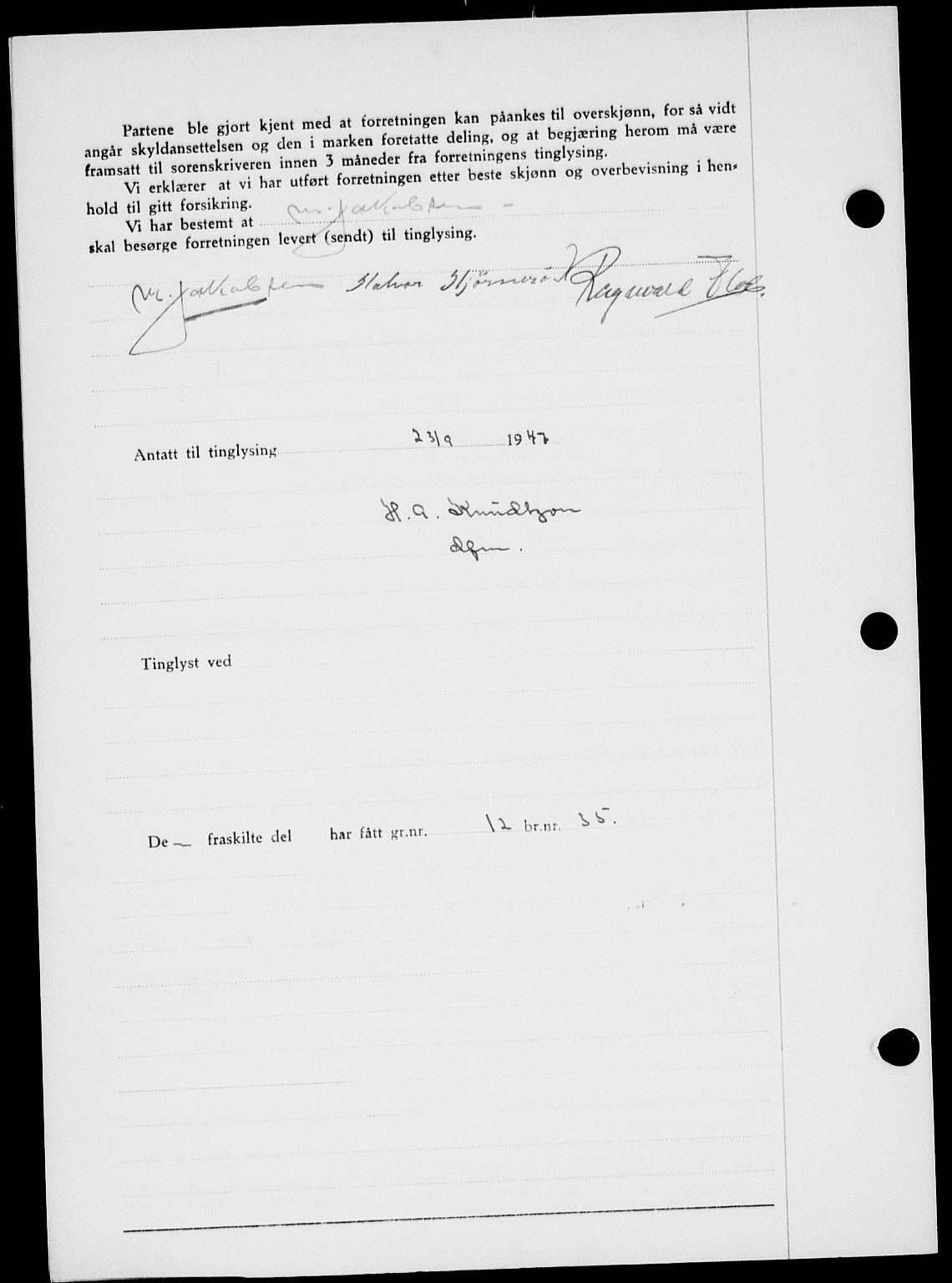 Onsøy sorenskriveri, SAO/A-10474/G/Ga/Gab/L0021: Pantebok nr. II A-21, 1947-1947, Dagboknr: 2513/1947