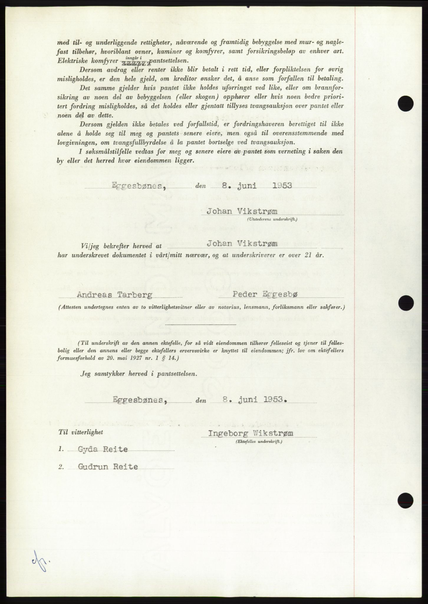 Søre Sunnmøre sorenskriveri, AV/SAT-A-4122/1/2/2C/L0123: Pantebok nr. 11B, 1953-1953, Dagboknr: 1645/1953