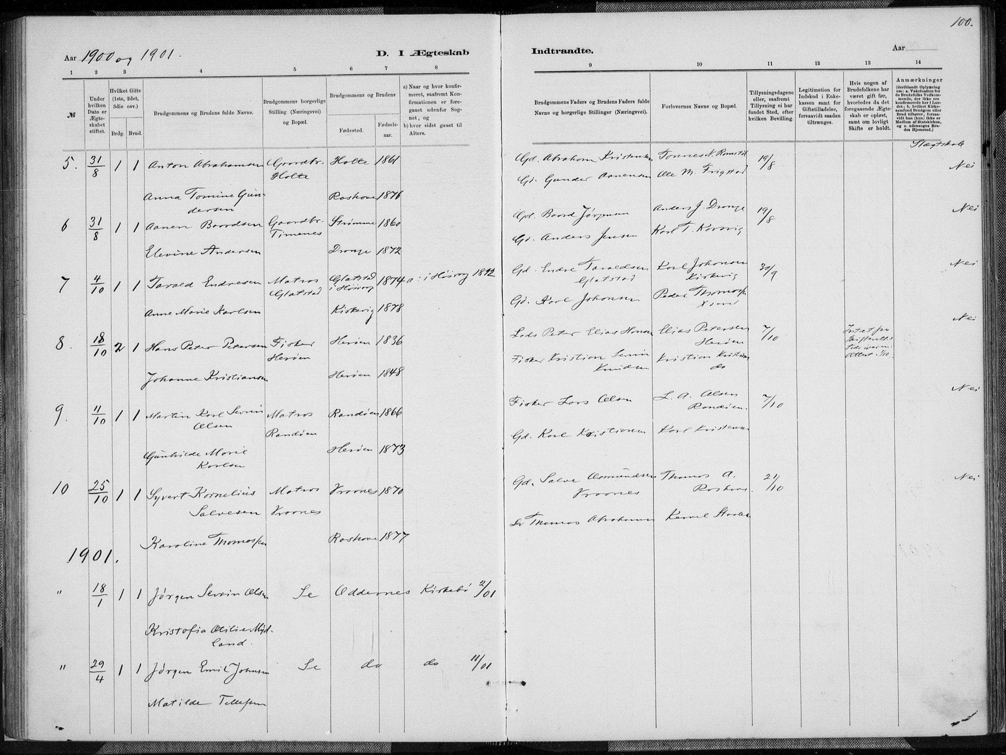 Oddernes sokneprestkontor, SAK/1111-0033/F/Fa/Fab/L0002: Ministerialbok nr. A 2, 1884-1903, s. 100