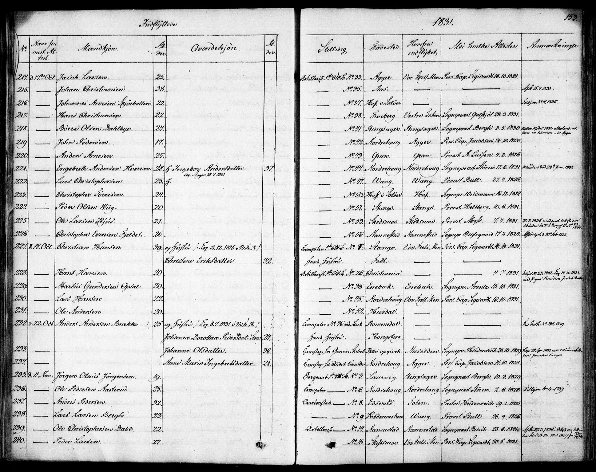 Garnisonsmenigheten Kirkebøker, SAO/A-10846/F/Fa/L0007: Ministerialbok nr. 7, 1828-1881, s. 153