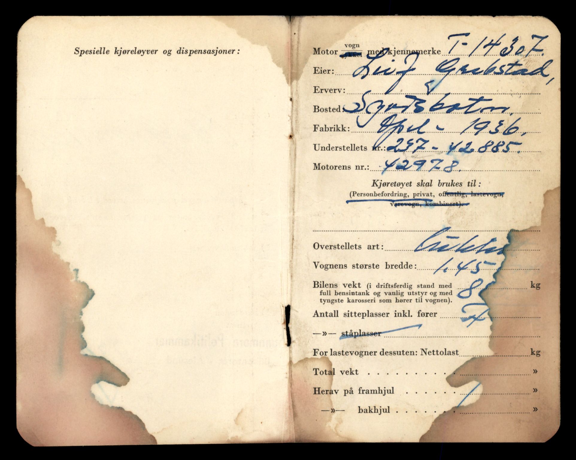 Møre og Romsdal vegkontor - Ålesund trafikkstasjon, AV/SAT-A-4099/F/Fe/L0044: Registreringskort for kjøretøy T 14205 - T 14319, 1927-1998, s. 2960