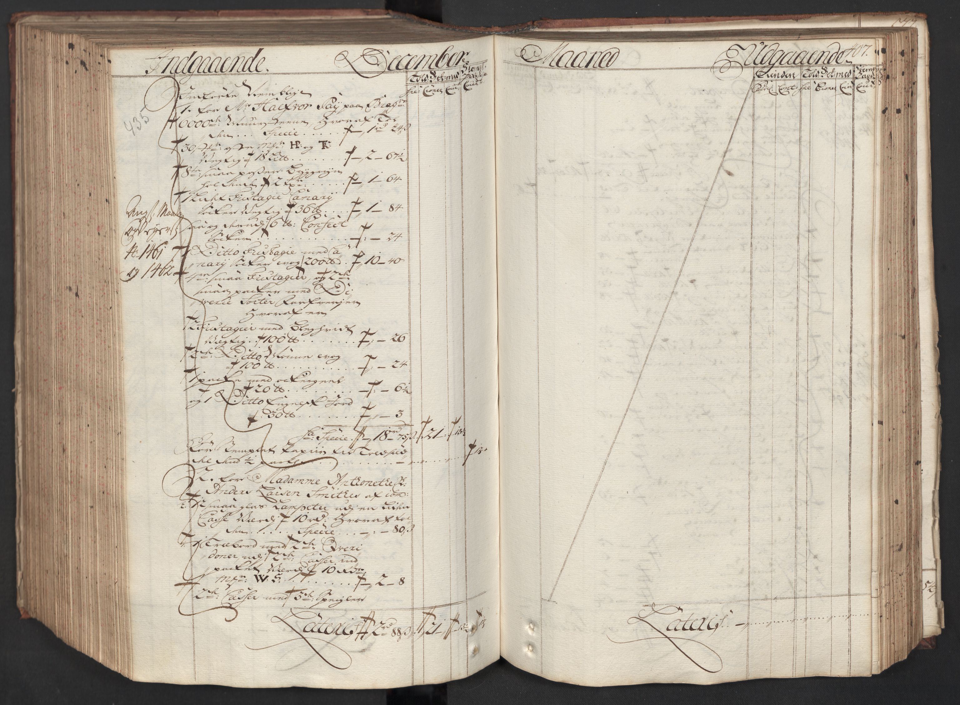 Generaltollkammeret, tollregnskaper, AV/RA-EA-5490/R08/L0012/0001: Tollregnskaper Drammen / Hovedtollbok, 1733, s. 406b-407a