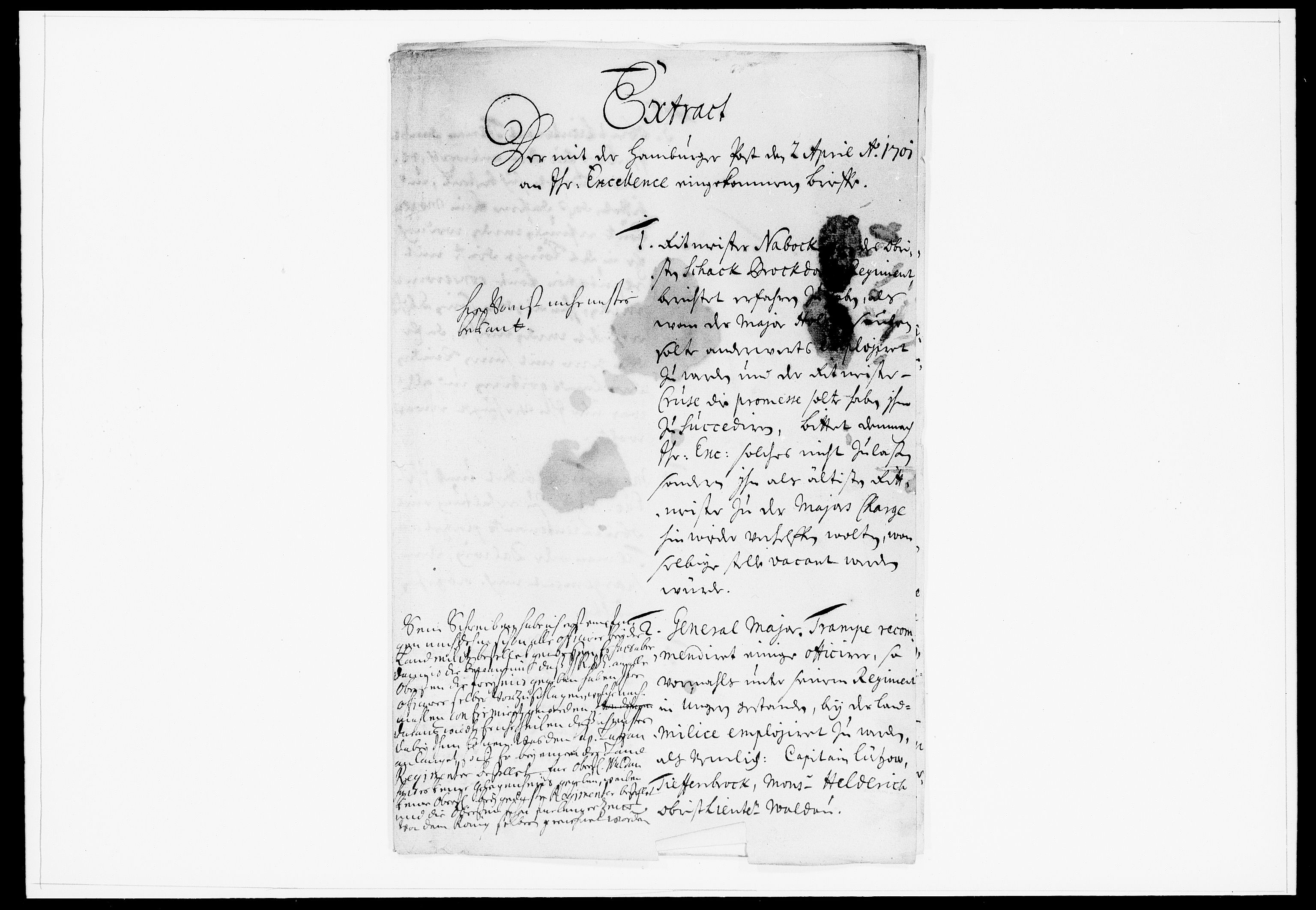 Krigskollegiet, Krigskancelliet, DRA/A-0006/-/0923-0928: Refererede sager, 1701, s. 191
