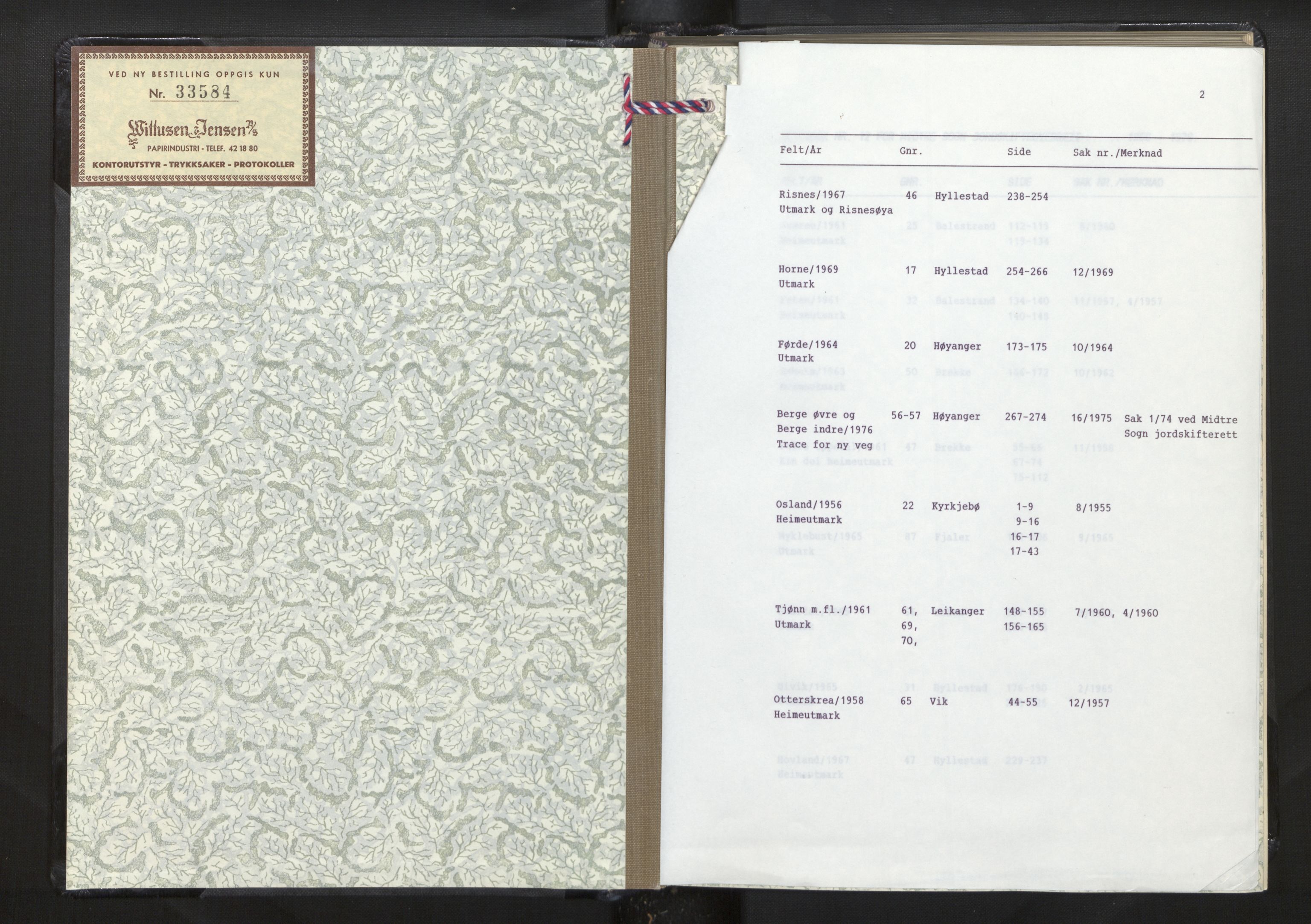 Overdommaren i Sogn og Fjordane jordskiftedøme, AV/SAB-A-5701/A/L0012: Overrettsprotokoll, 1957-1976