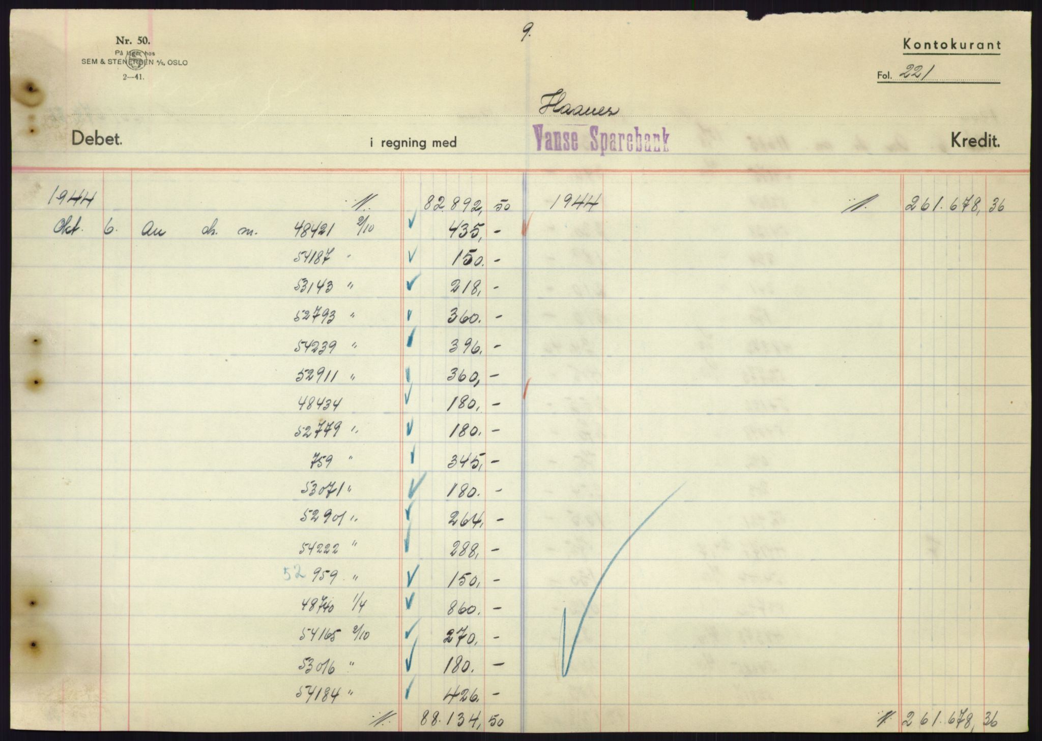 Forsvarsdepartementet, 10. kontor / Oppgjørskontoret, AV/RA-RAFA-1225/D/Db/L0180: Lista oppgjørskontor, 1942-1952, s. 2157