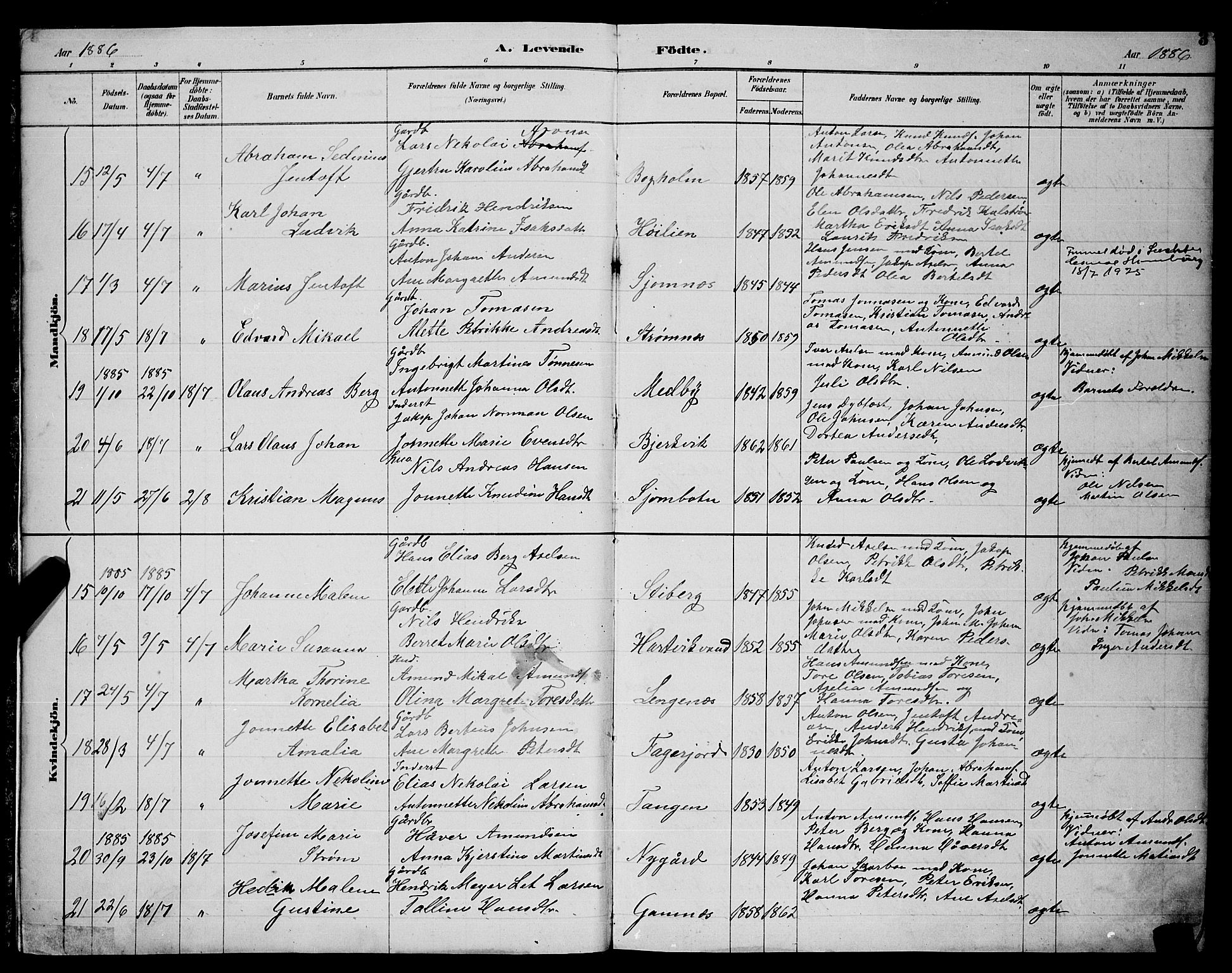 Ministerialprotokoller, klokkerbøker og fødselsregistre - Nordland, AV/SAT-A-1459/866/L0952: Klokkerbok nr. 866C01, 1886-1899, s. 3