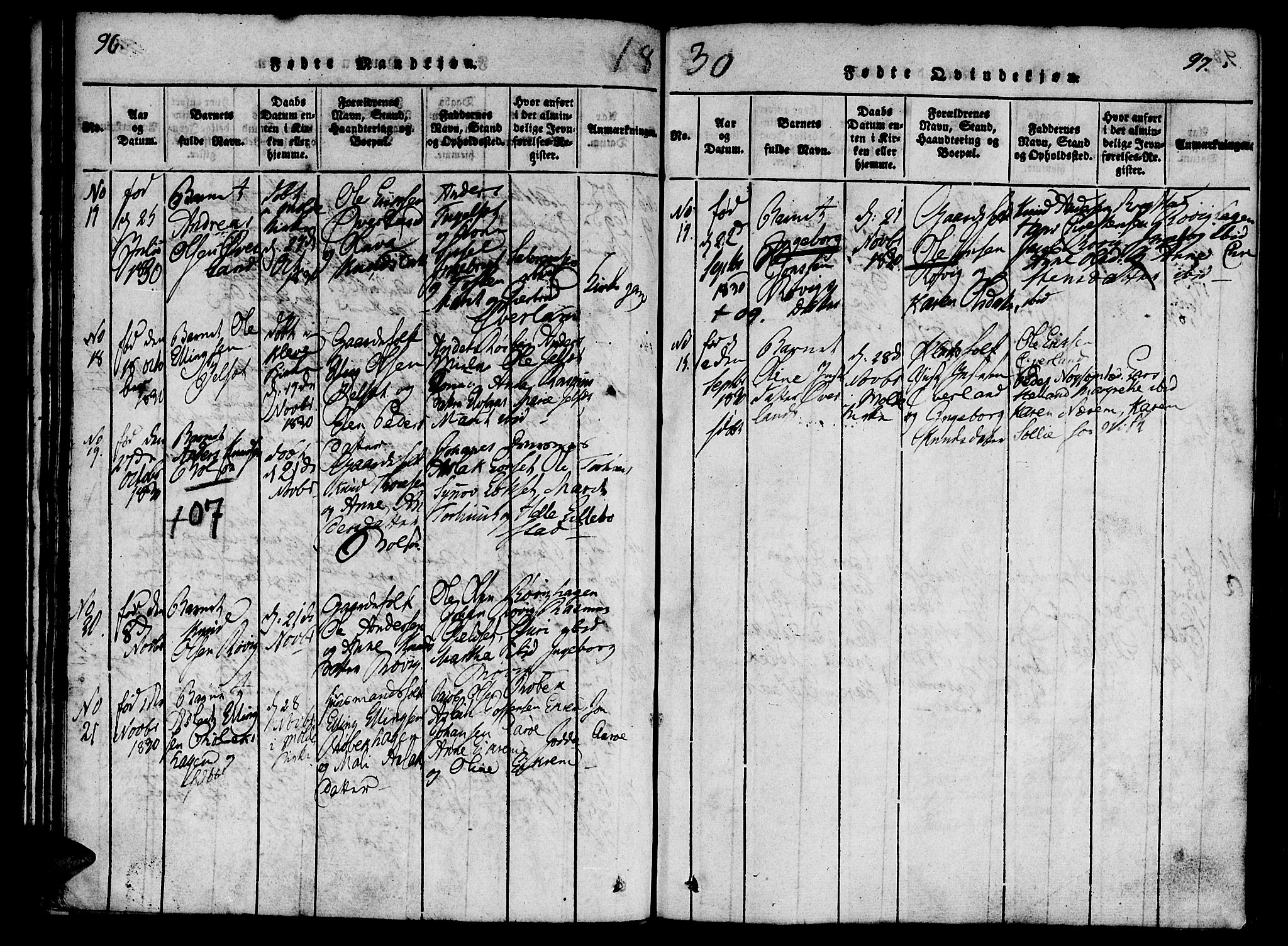 Ministerialprotokoller, klokkerbøker og fødselsregistre - Møre og Romsdal, AV/SAT-A-1454/555/L0652: Ministerialbok nr. 555A03, 1817-1843, s. 96-97