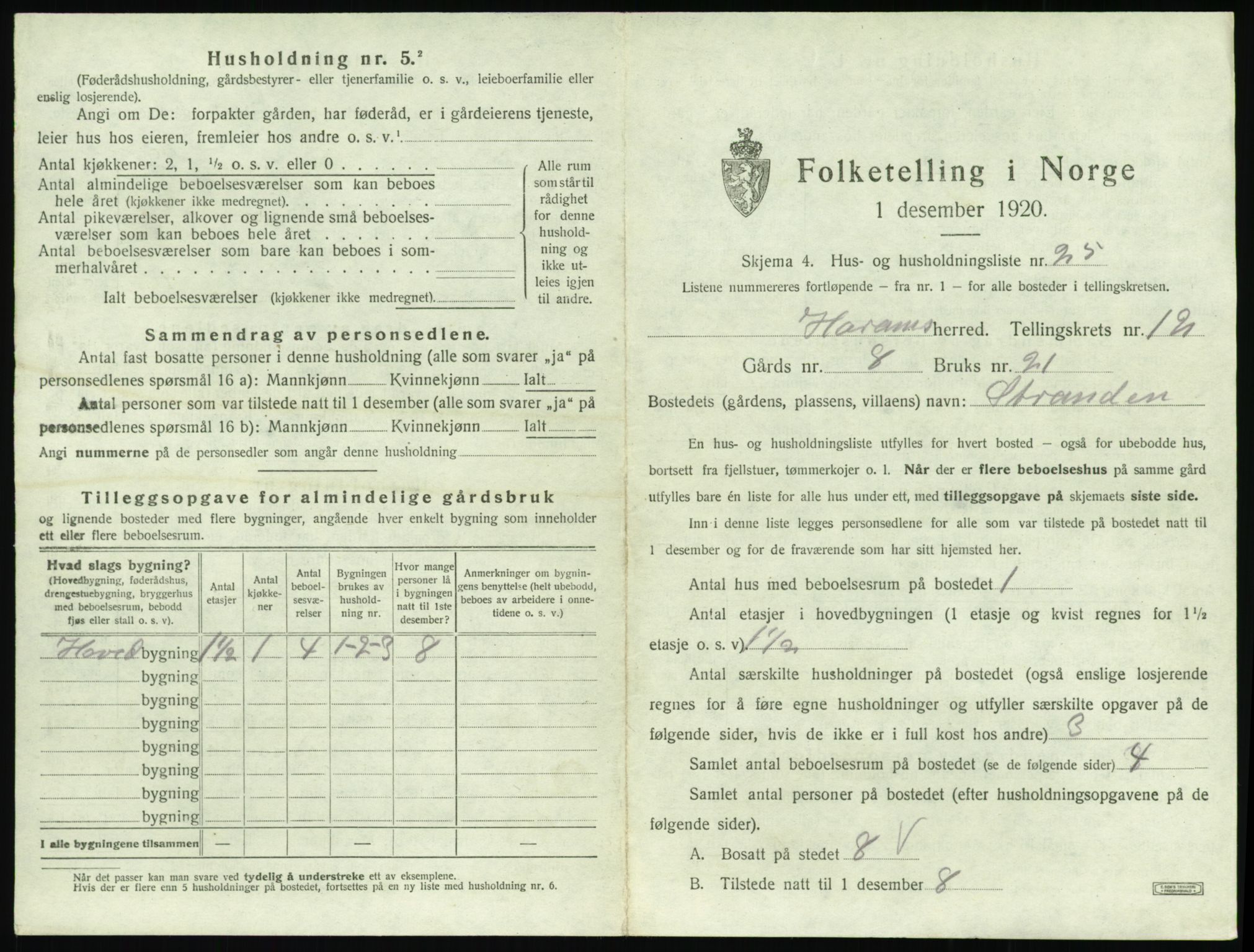 SAT, Folketelling 1920 for 1534 Haram herred, 1920, s. 849