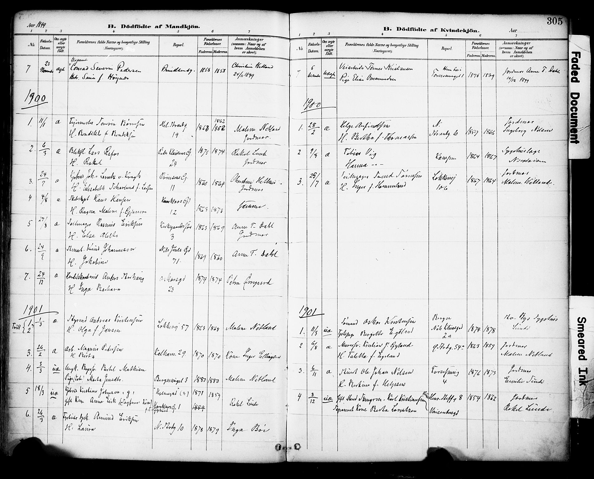 Domkirken sokneprestkontor, AV/SAST-A-101812/001/30/30BA/L0030: Ministerialbok nr. A 29, 1889-1902, s. 305