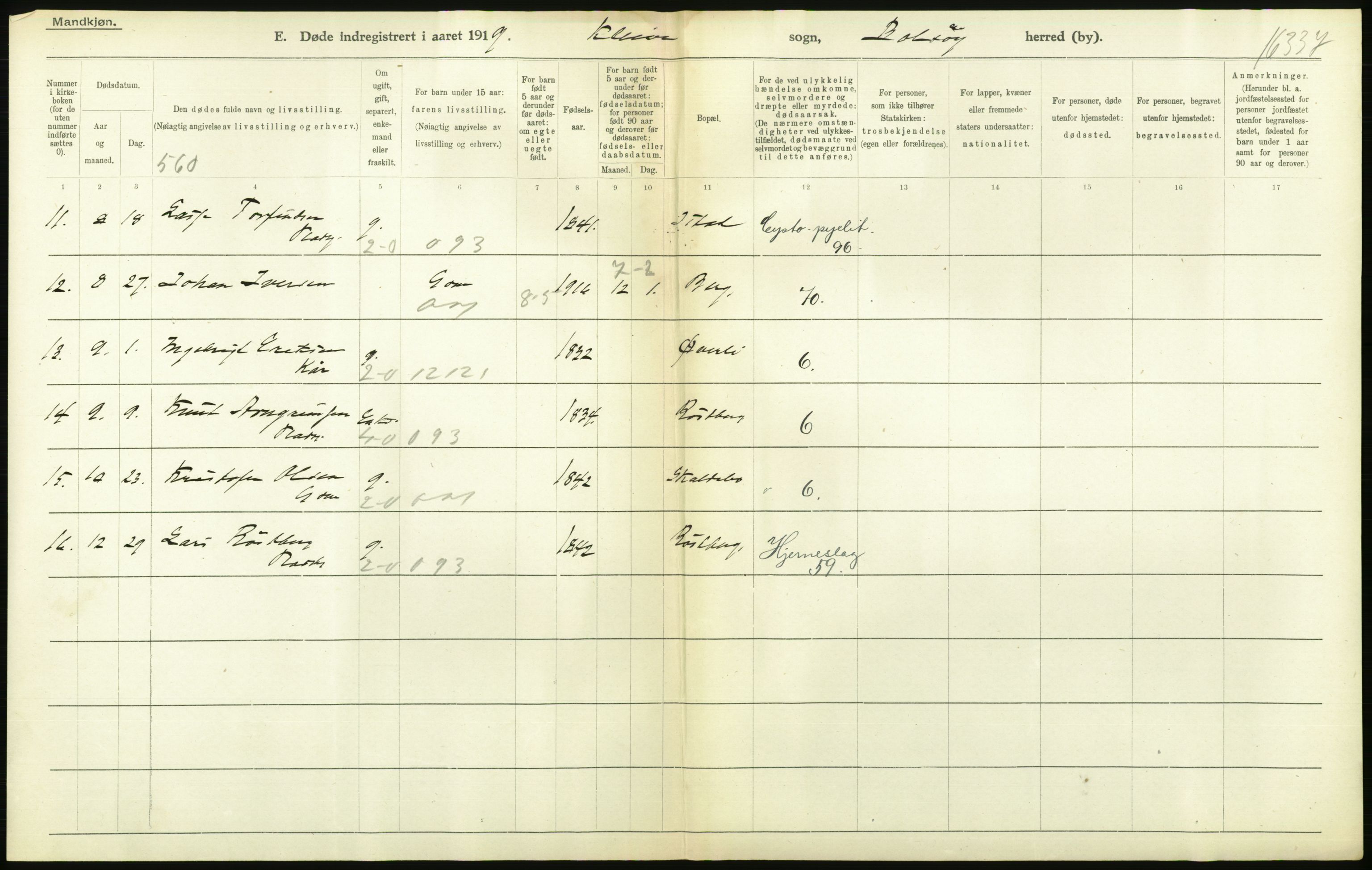 Statistisk sentralbyrå, Sosiodemografiske emner, Befolkning, AV/RA-S-2228/D/Df/Dfb/Dfbi/L0042: Møre fylke: Døde. Bygder og byer., 1919, s. 128