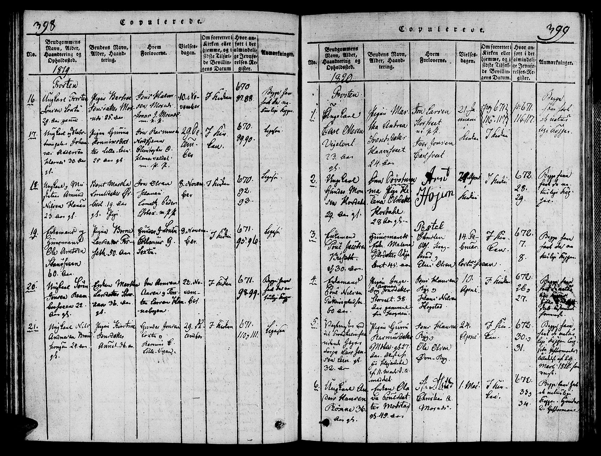 Ministerialprotokoller, klokkerbøker og fødselsregistre - Nord-Trøndelag, SAT/A-1458/713/L0112: Ministerialbok nr. 713A04 /1, 1817-1827, s. 398-399