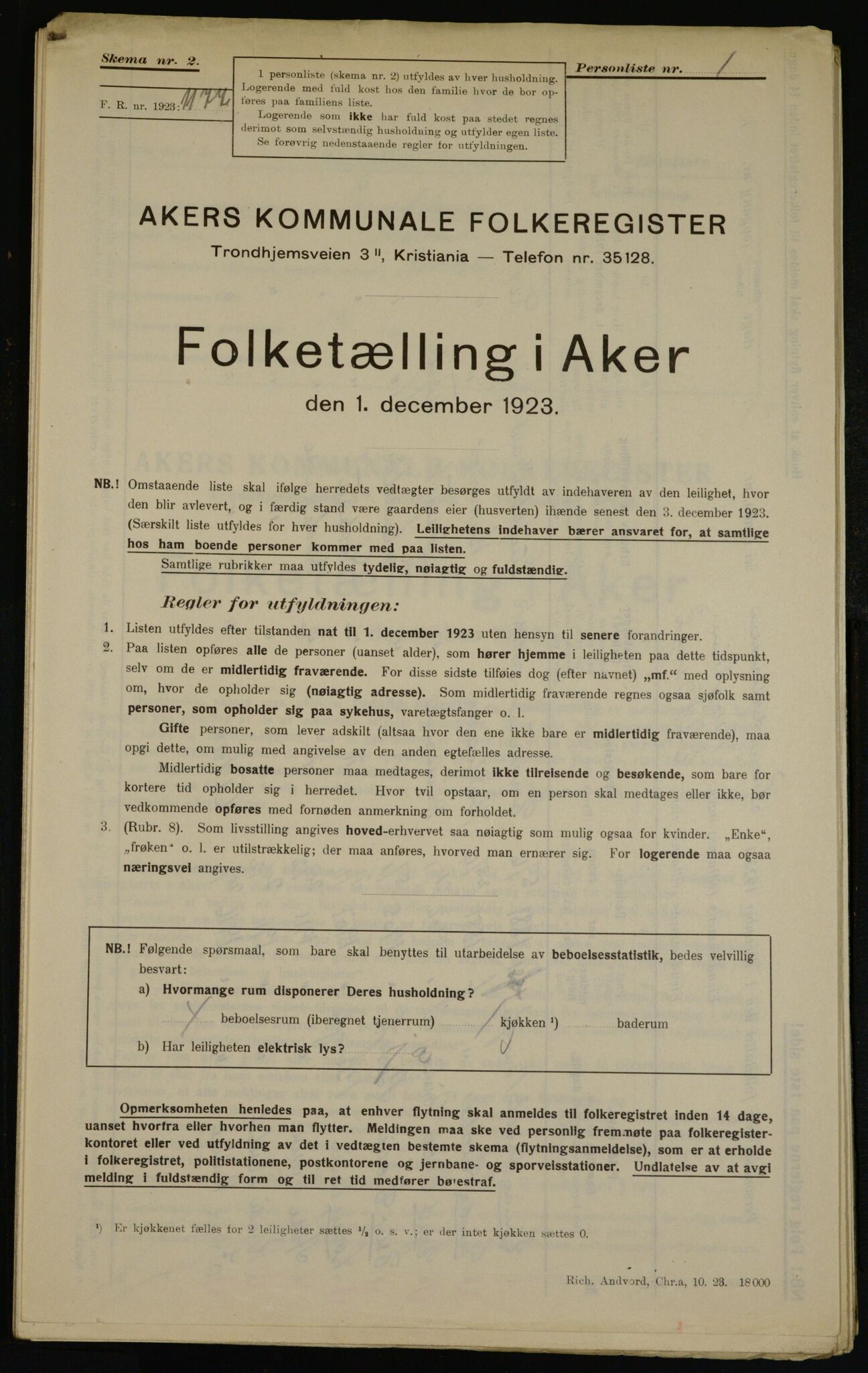 , Kommunal folketelling 1.12.1923 for Aker, 1923, s. 43504