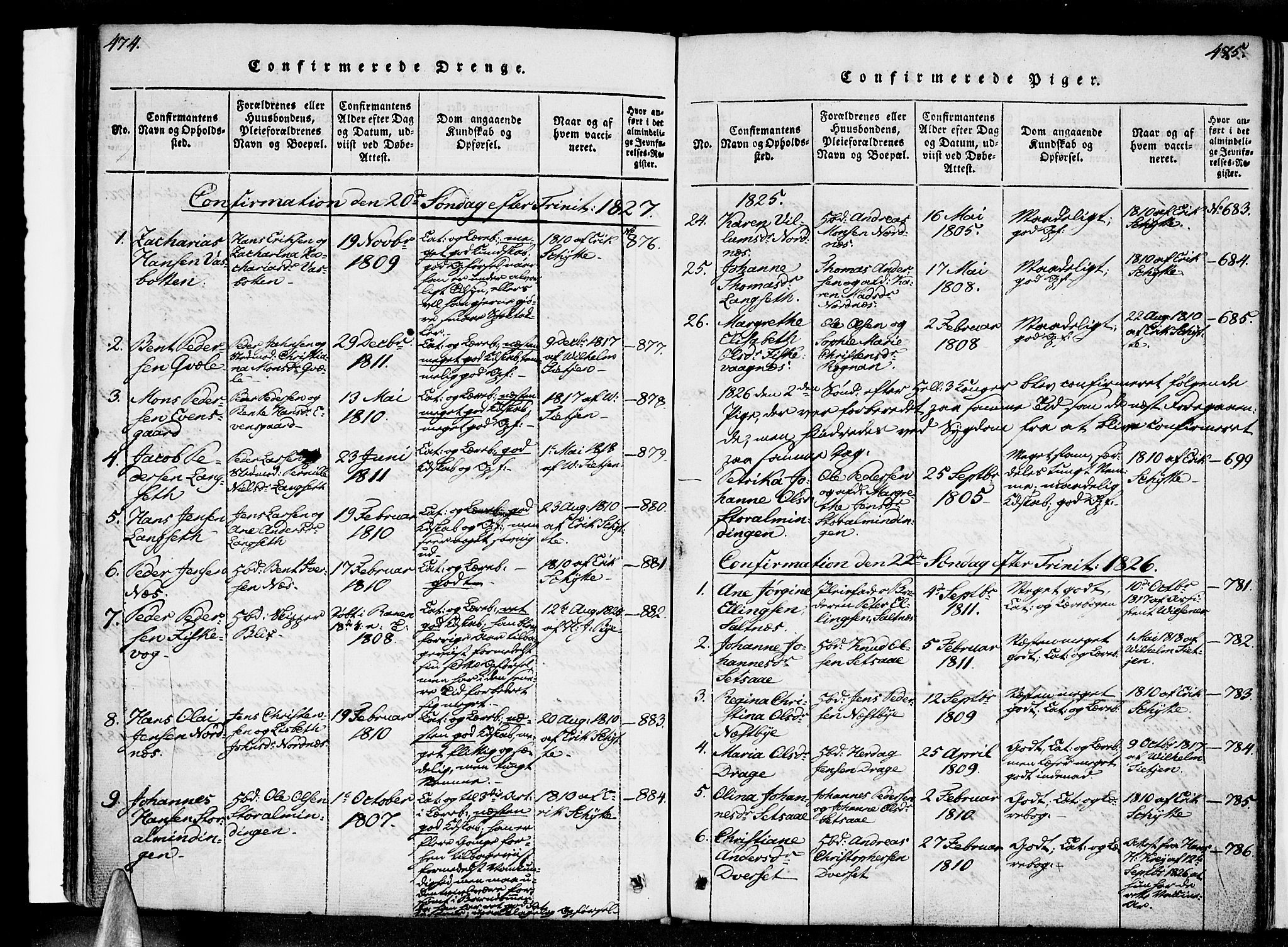 Ministerialprotokoller, klokkerbøker og fødselsregistre - Nordland, AV/SAT-A-1459/847/L0665: Ministerialbok nr. 847A05, 1818-1841, s. 474-475