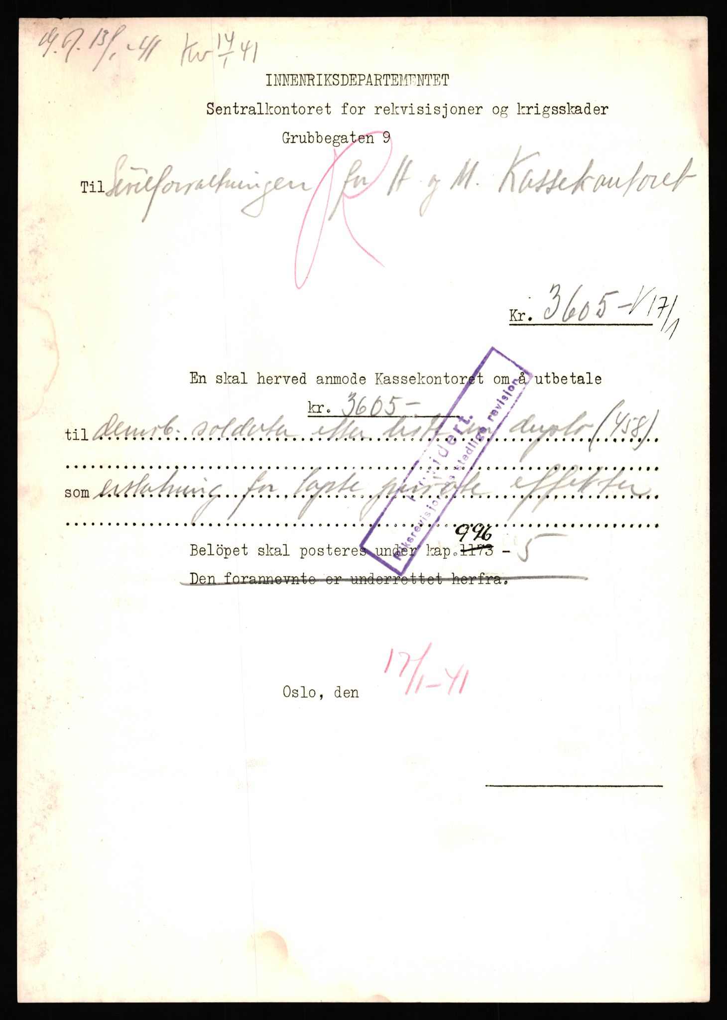 Justisdepartementet, Oppgjørsavdelingen, AV/RA-S-1056/G/Gb/L0096: Soldaters tapte effekter, 1940-1941, s. 3