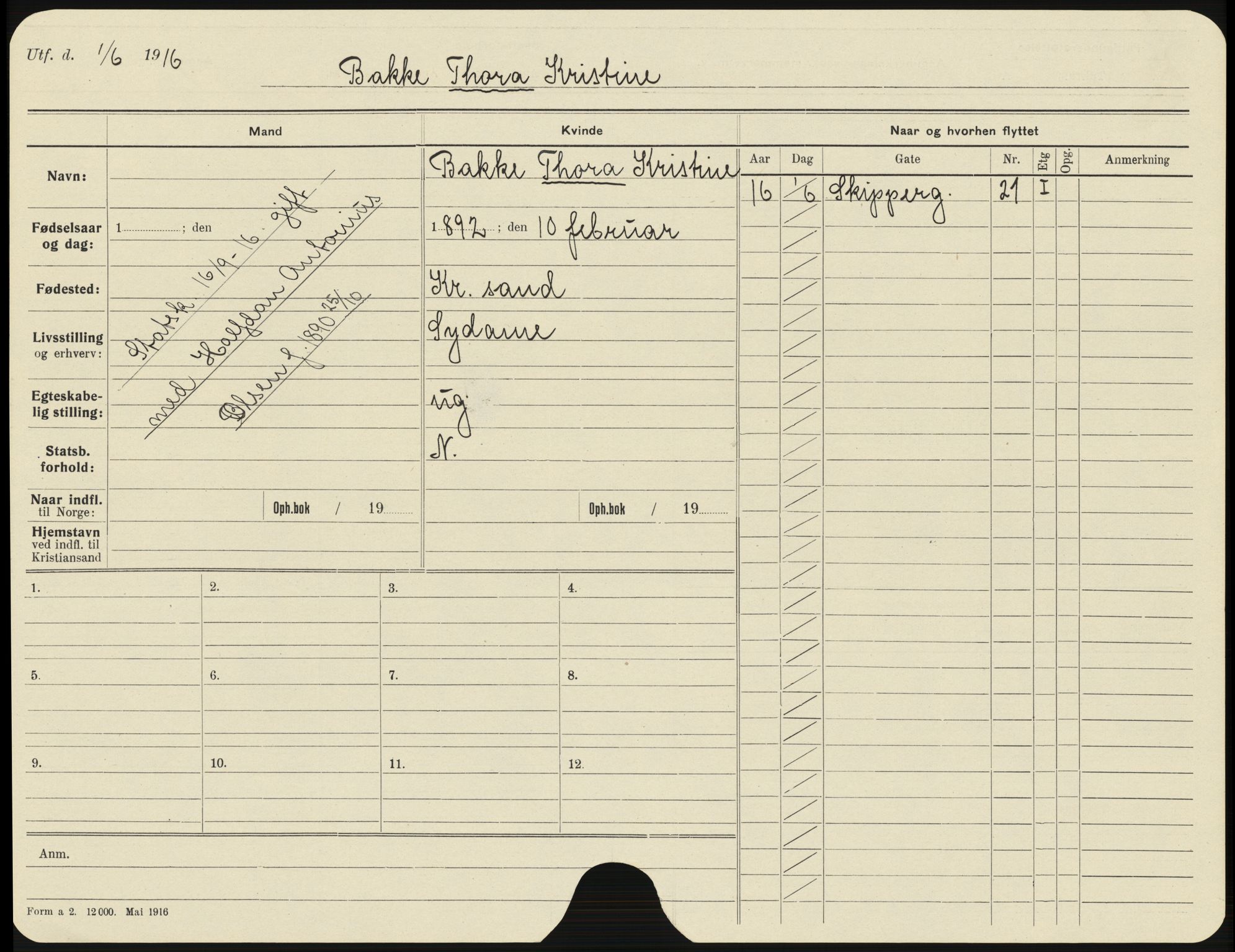 Kristiansand folkeregister, AV/SAK-1341-0030/Hu/L0003: Gifte kvinner, alfabetisk, 1916-1924