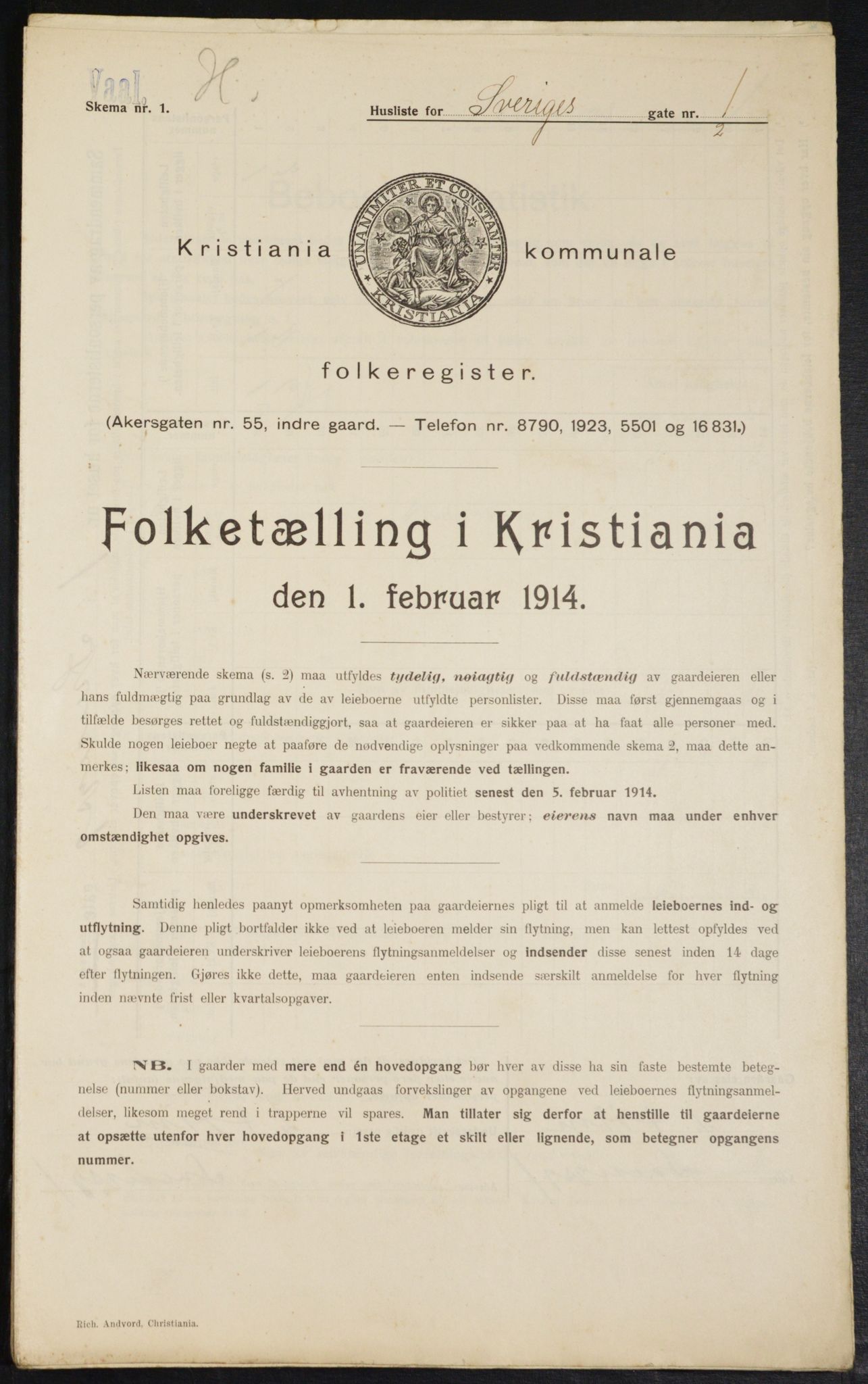 OBA, Kommunal folketelling 1.2.1914 for Kristiania, 1914, s. 106447