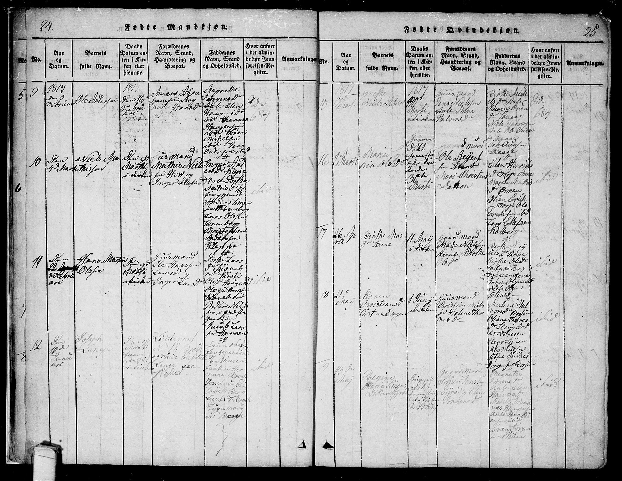Onsøy prestekontor Kirkebøker, AV/SAO-A-10914/F/Fa/L0002: Ministerialbok nr. I 2, 1814-1840, s. 24-25
