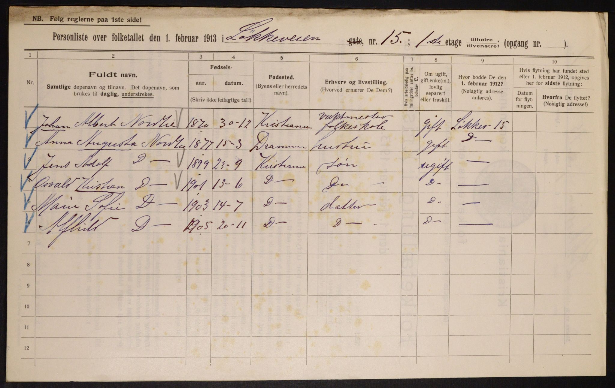 OBA, Kommunal folketelling 1.2.1913 for Kristiania, 1913, s. 58571