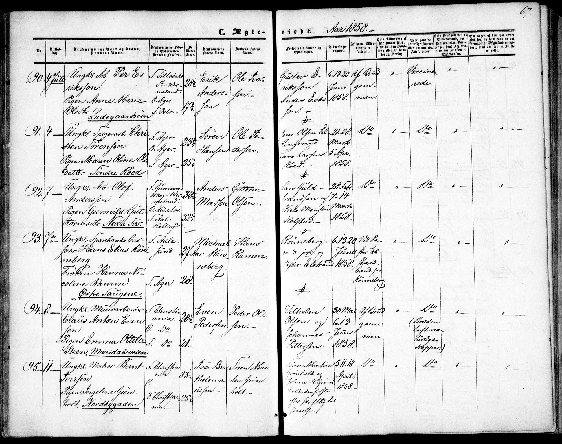 Vestre Aker prestekontor Kirkebøker, AV/SAO-A-10025/F/Fa/L0002: Ministerialbok nr. 2, 1855-1877, s. 67