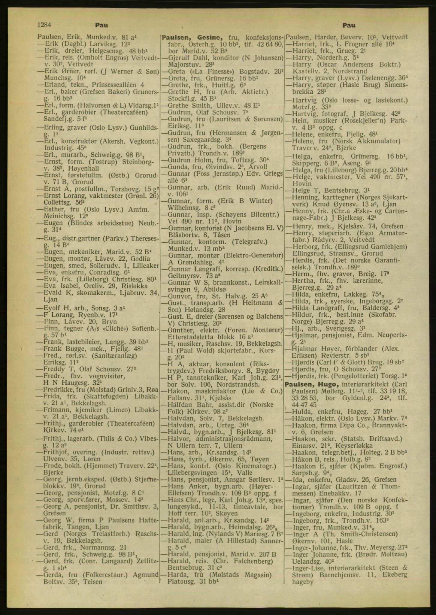 Kristiania/Oslo adressebok, PUBL/-, 1956-1957, s. 1284