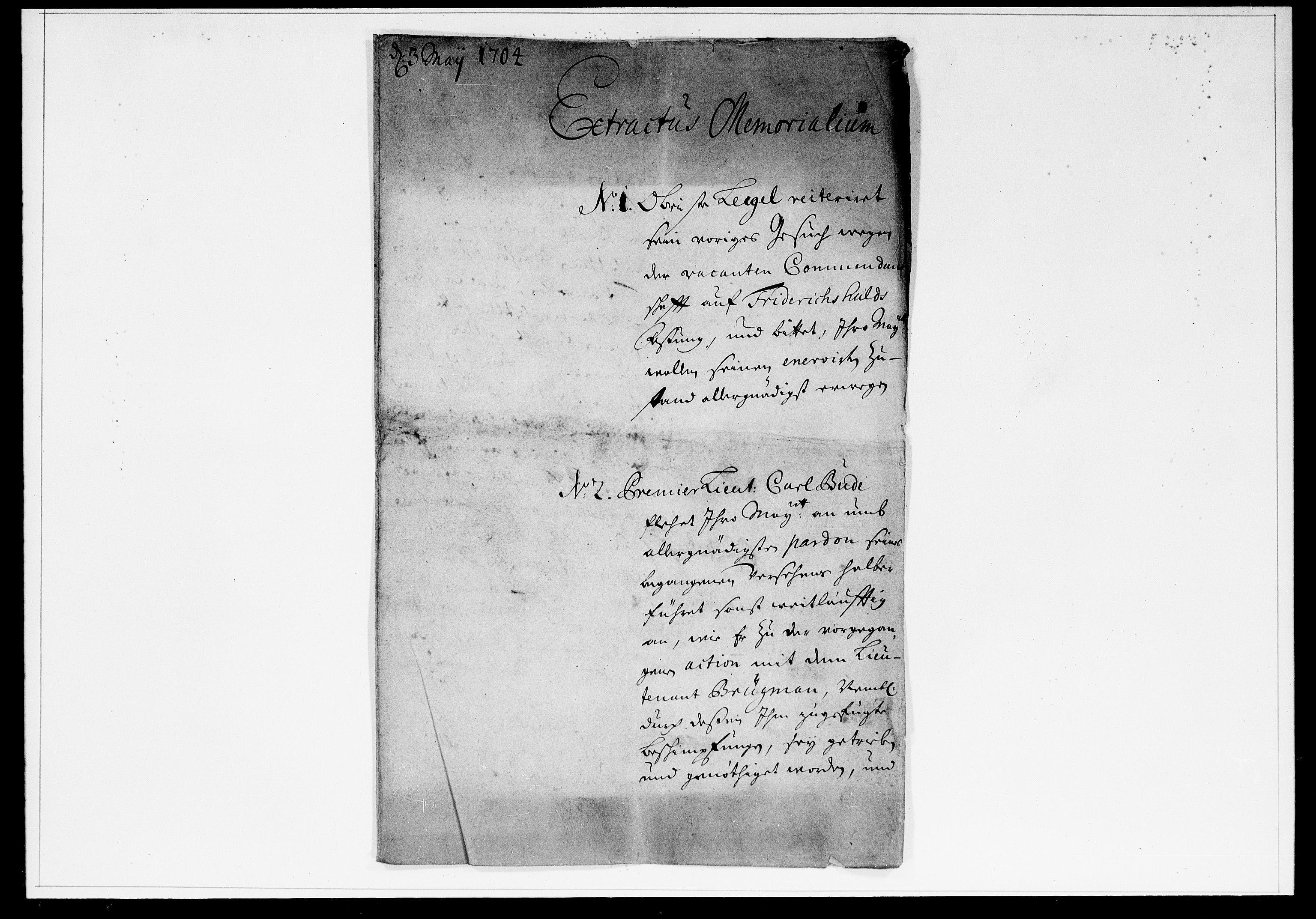 Krigskollegiet, Krigskancelliet, DRA/A-0006/-/0940-0944: Refererede sager, 1704, s. 327