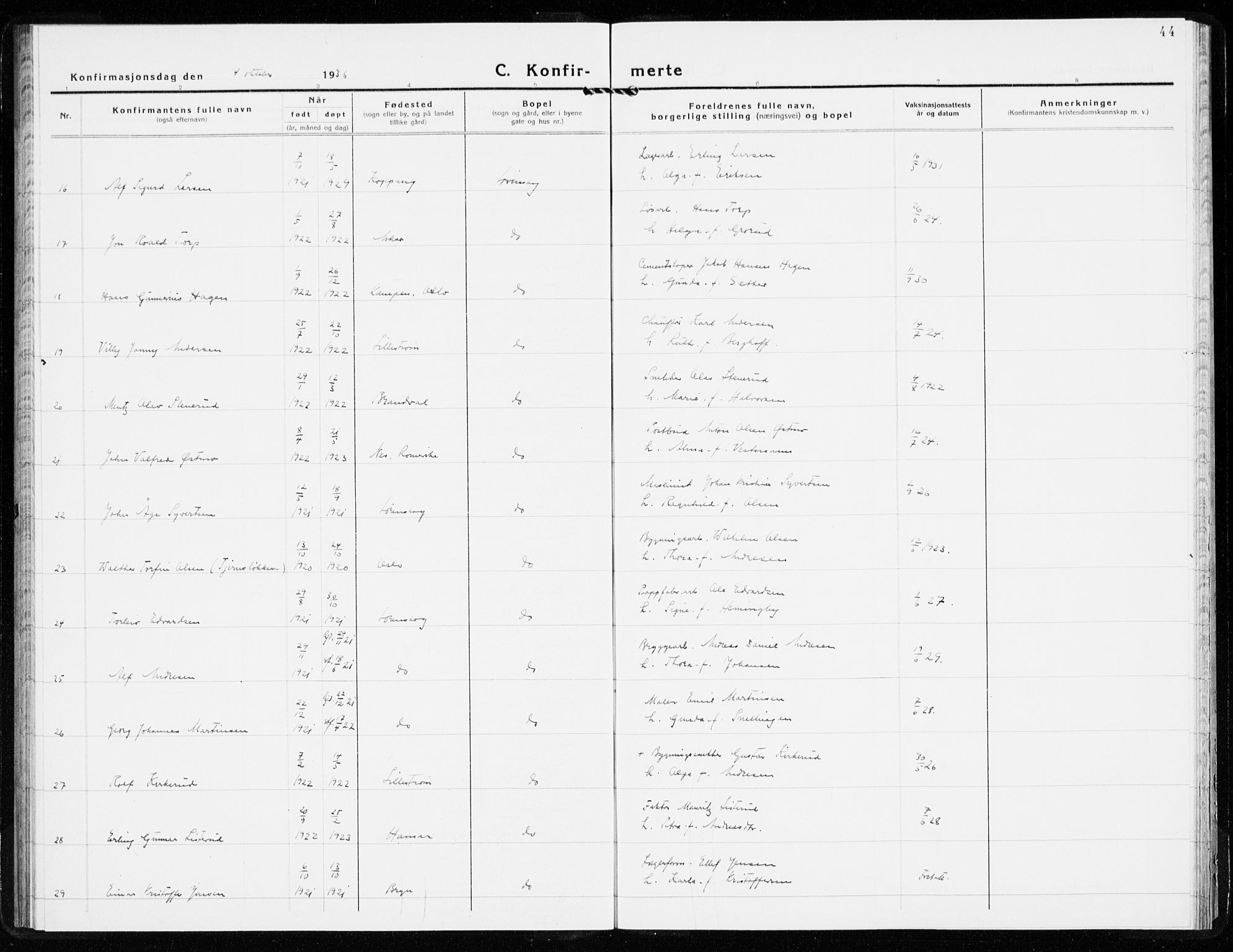Skedsmo prestekontor Kirkebøker, AV/SAO-A-10033a/F/Fb/L0004: Ministerialbok nr. II 4, 1931-1943, s. 44