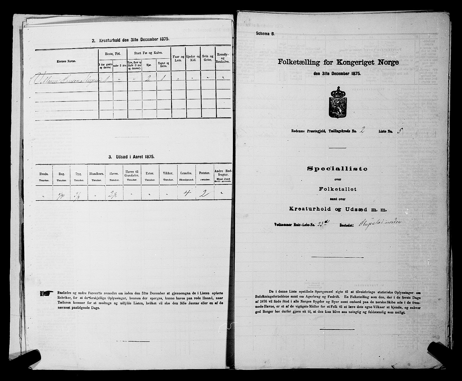 RA, Folketelling 1875 for 0120P Rødenes prestegjeld, 1875, s. 196