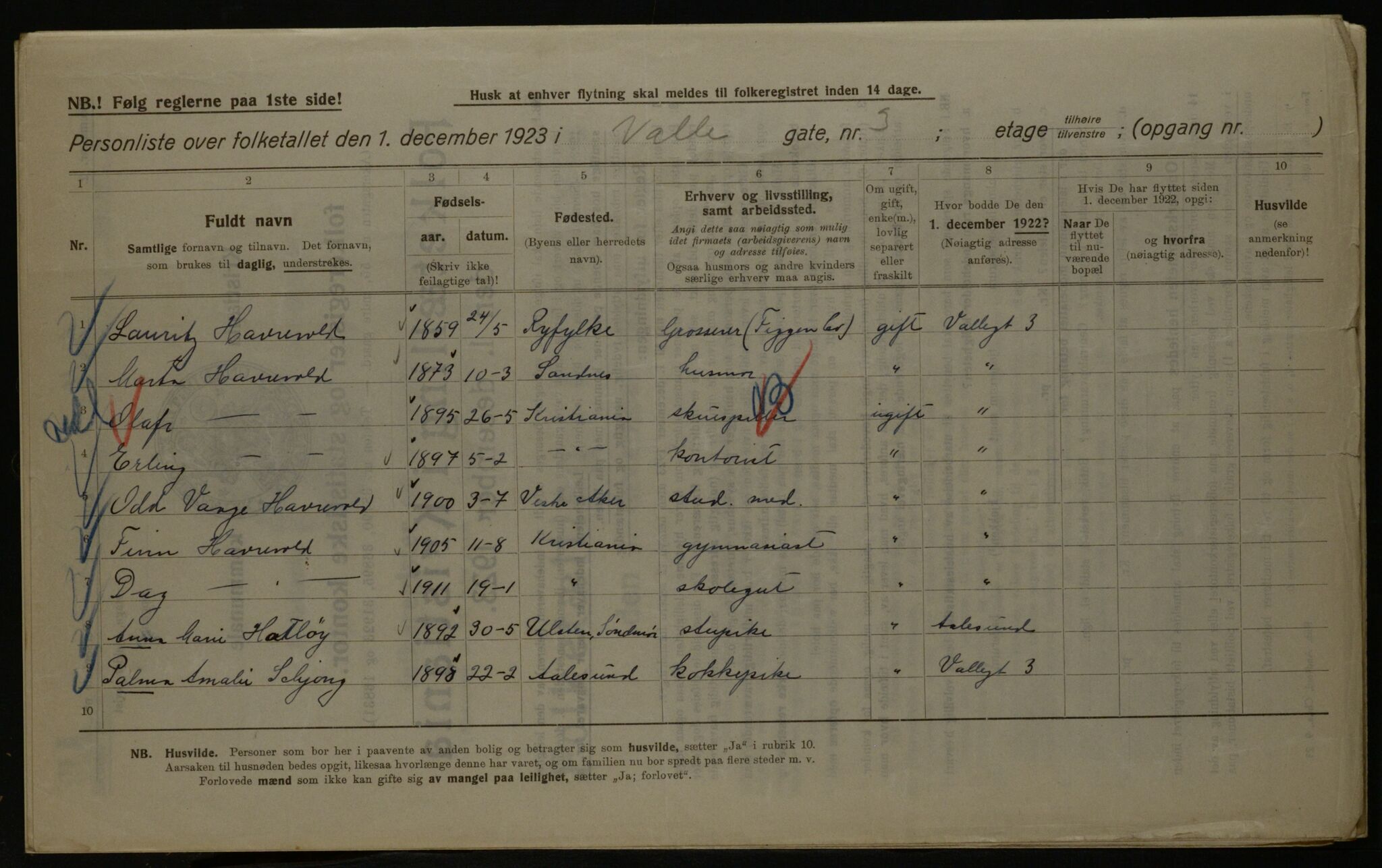 OBA, Kommunal folketelling 1.12.1923 for Kristiania, 1923, s. 134660