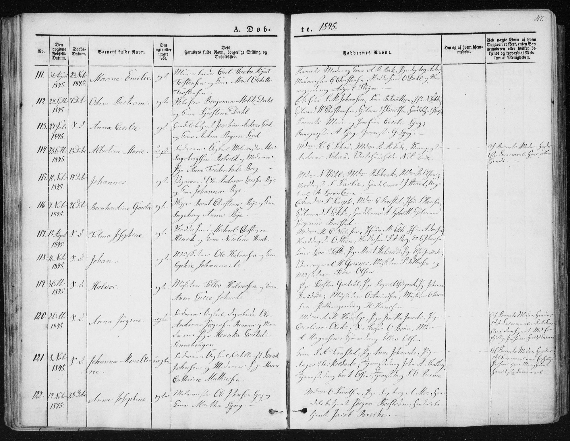 Ministerialprotokoller, klokkerbøker og fødselsregistre - Sør-Trøndelag, SAT/A-1456/602/L0110: Ministerialbok nr. 602A08, 1840-1854, s. 47
