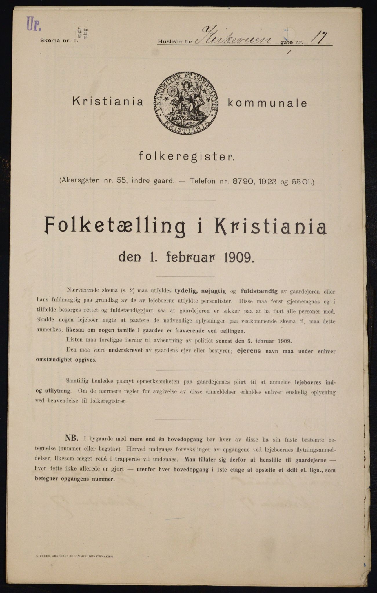 OBA, Kommunal folketelling 1.2.1909 for Kristiania kjøpstad, 1909, s. 46472