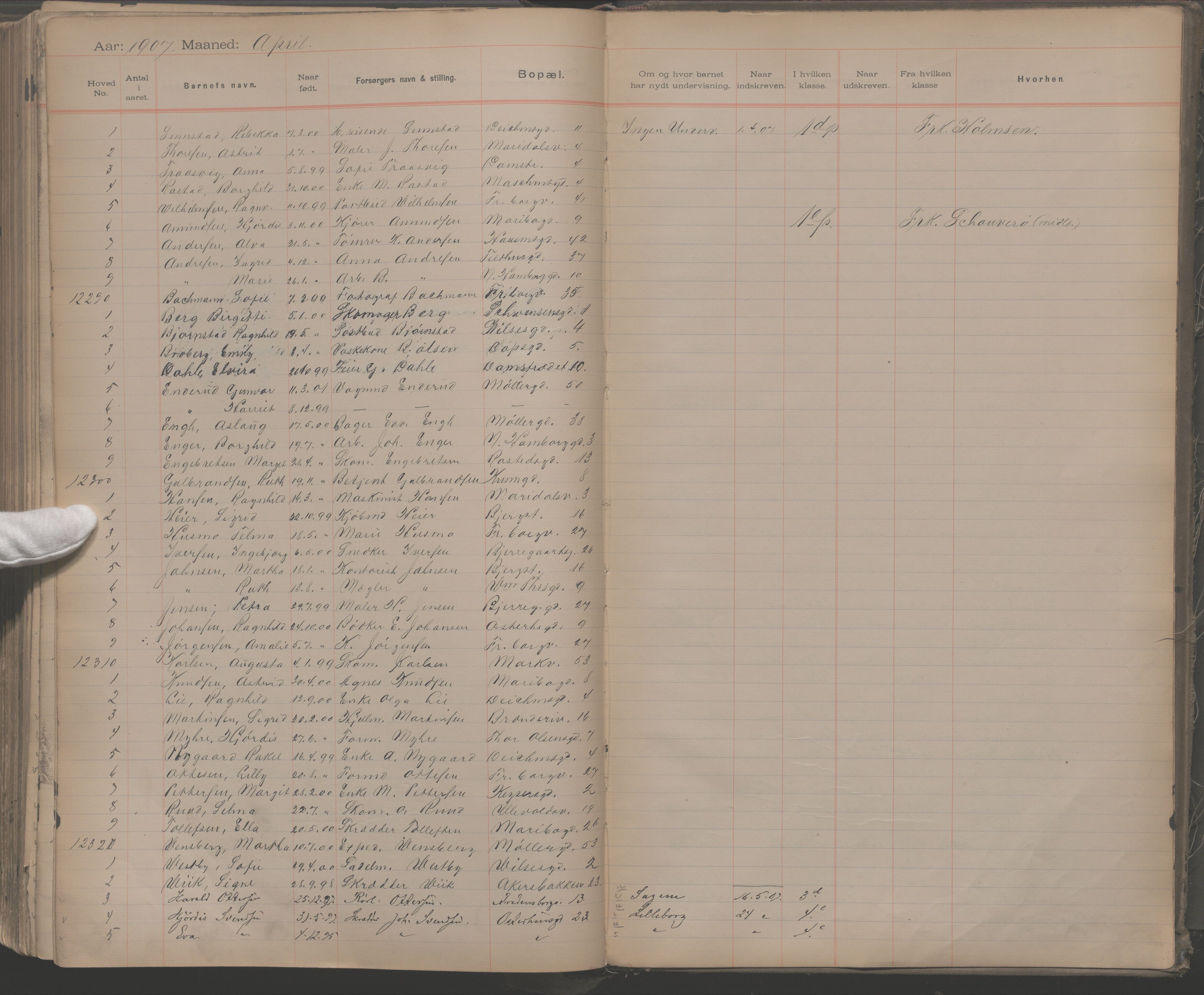 Møllergata skole, OBA/A-20129/F/Fa/L0001: Ut-/innskrivningsprotokoll, 1889-1907, s. 279
