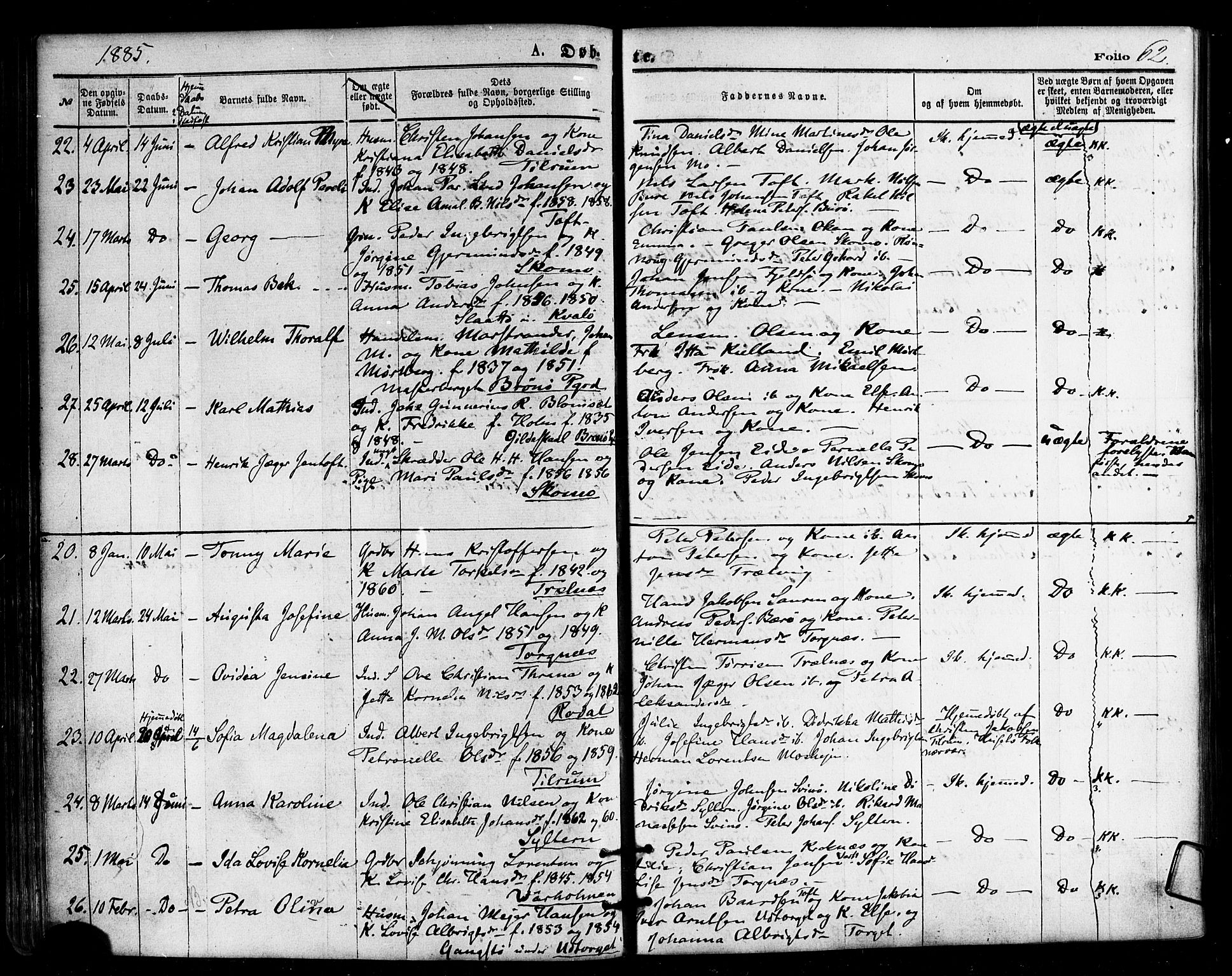 Ministerialprotokoller, klokkerbøker og fødselsregistre - Nordland, AV/SAT-A-1459/813/L0199: Ministerialbok nr. 813A09, 1875-1885, s. 62