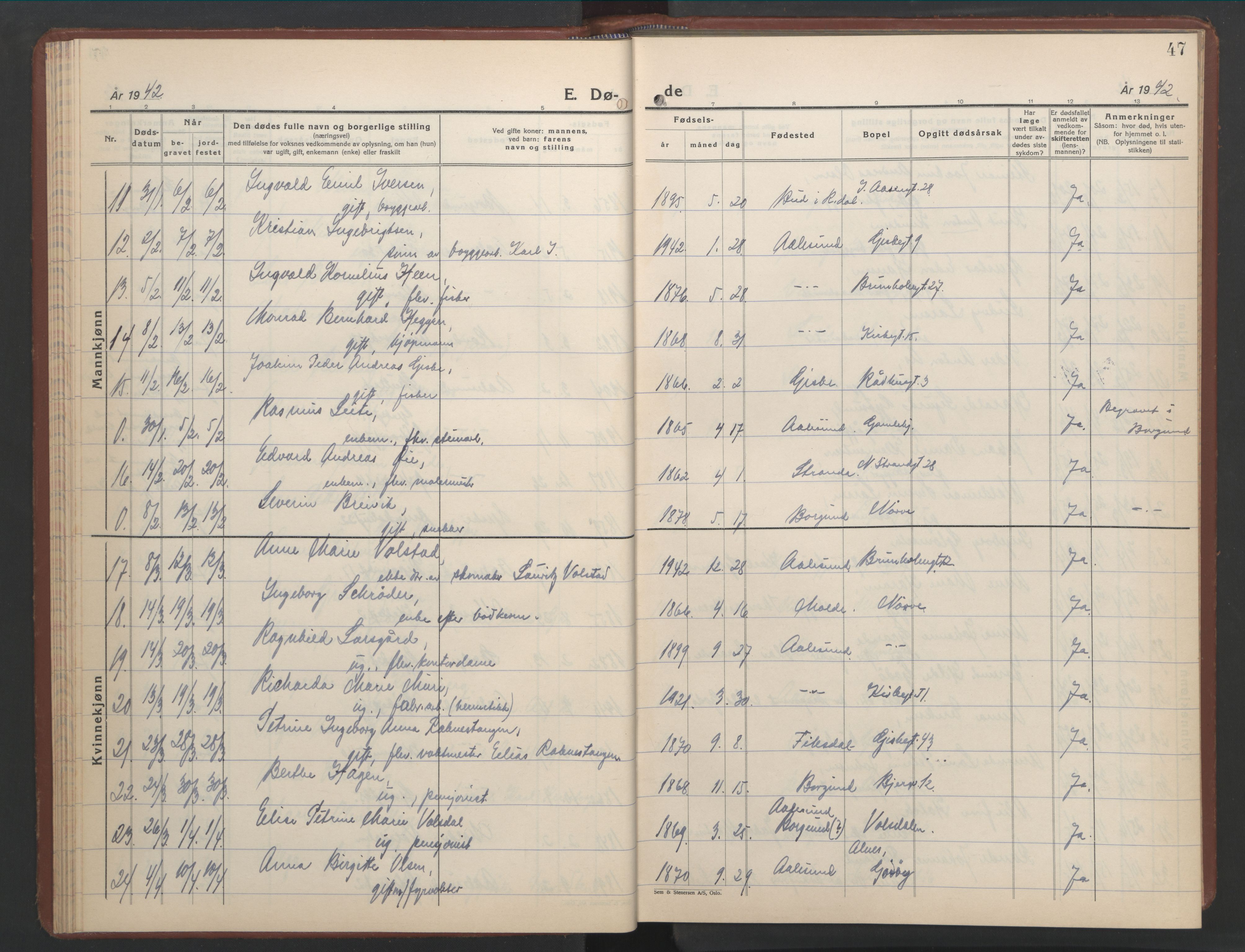 Ministerialprotokoller, klokkerbøker og fødselsregistre - Møre og Romsdal, AV/SAT-A-1454/529/L0478: Klokkerbok nr. 529C15, 1938-1951, s. 47