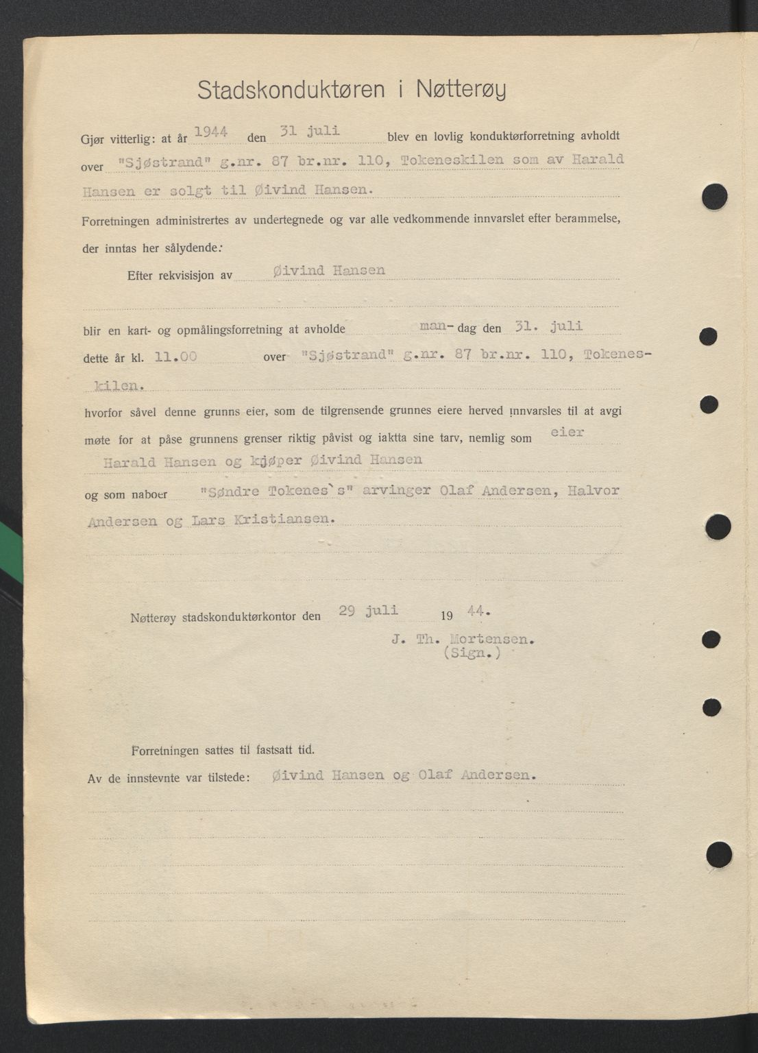 Tønsberg sorenskriveri, AV/SAKO-A-130/G/Ga/Gaa/L0015: Pantebok nr. A15, 1944-1944, Dagboknr: 1735/1944