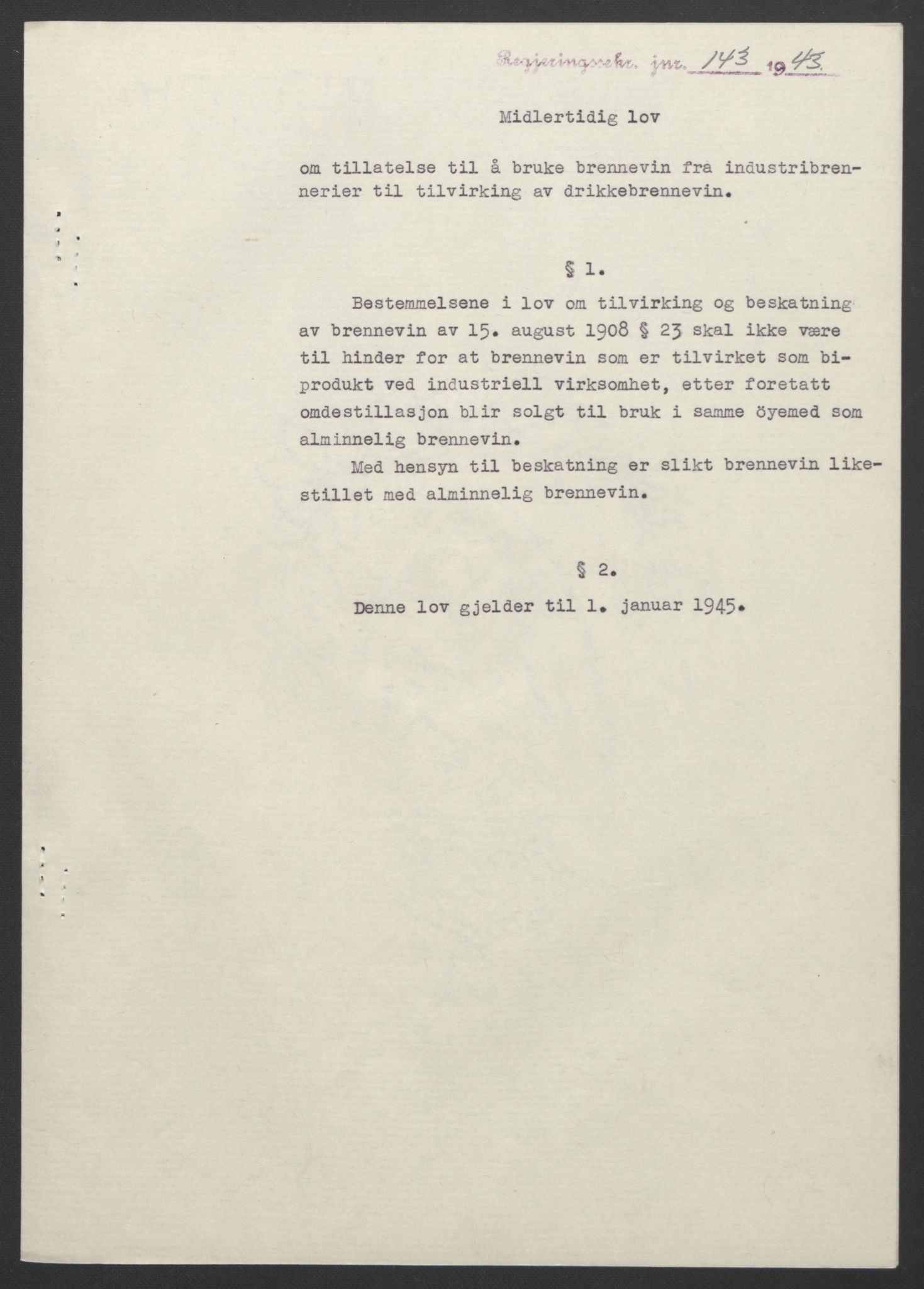 NS-administrasjonen 1940-1945 (Statsrådsekretariatet, de kommisariske statsråder mm), RA/S-4279/D/Db/L0099: Lover, 1943, s. 322