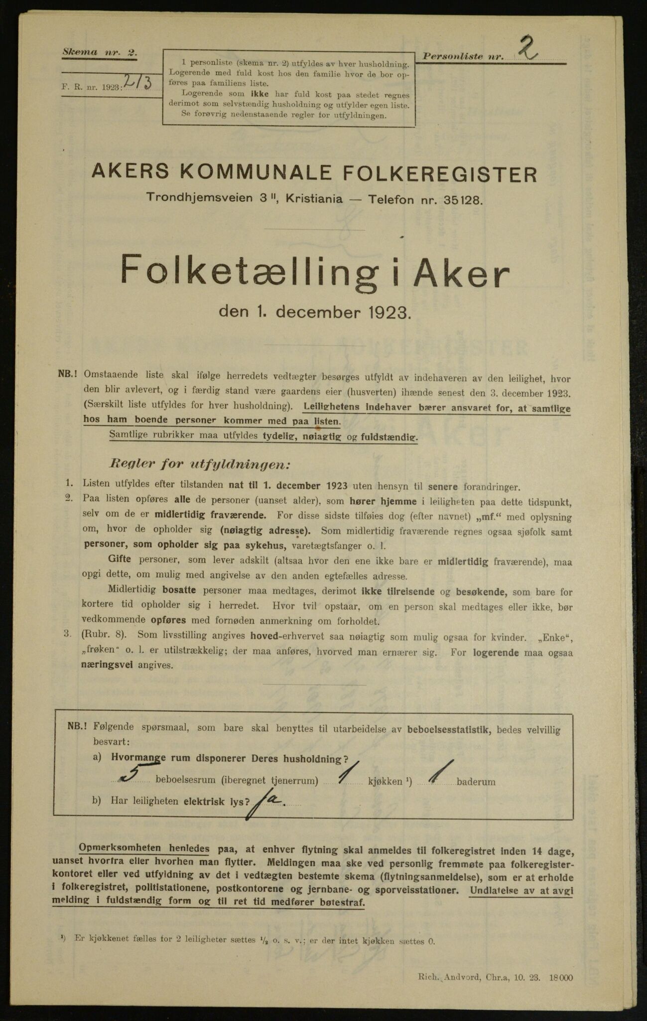 , Kommunal folketelling 1.12.1923 for Aker, 1923, s. 8691