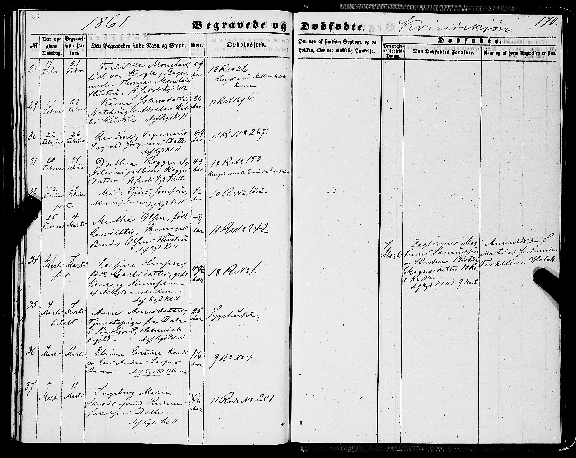 Domkirken sokneprestembete, AV/SAB-A-74801/H/Haa/L0041: Ministerialbok nr. E 2, 1853-1863, s. 170