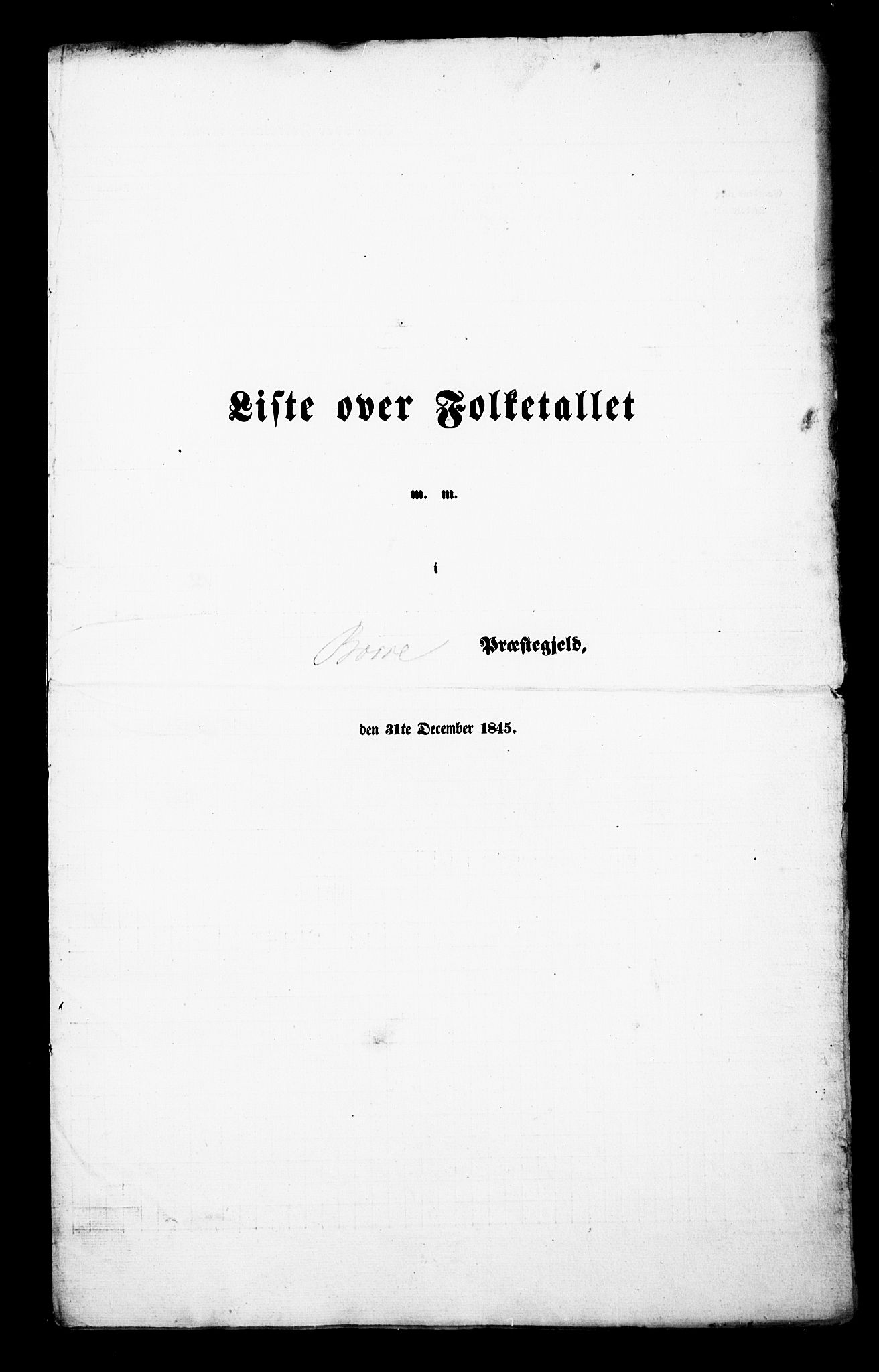 , Folketelling 1845 for 0717P Borre prestegjeld, 1845, s. 1