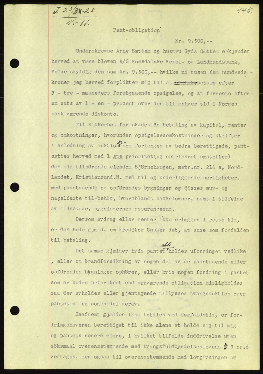 Kristiansund byfogd, AV/SAT-A-4587/A/27: Pantebok nr. 21, 1926-1928, Tingl.dato: 23.03.1928