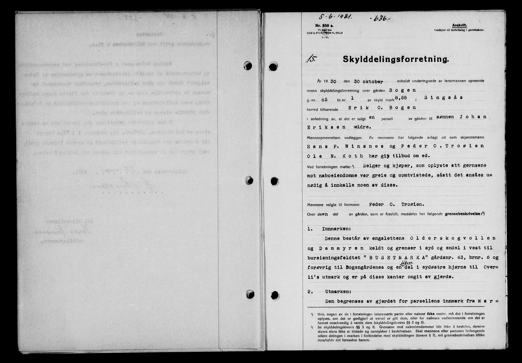 Gauldal sorenskriveri, AV/SAT-A-0014/1/2/2C/L0041: Pantebok nr. 42-43, 1930-1931, Tingl.dato: 05.06.1931