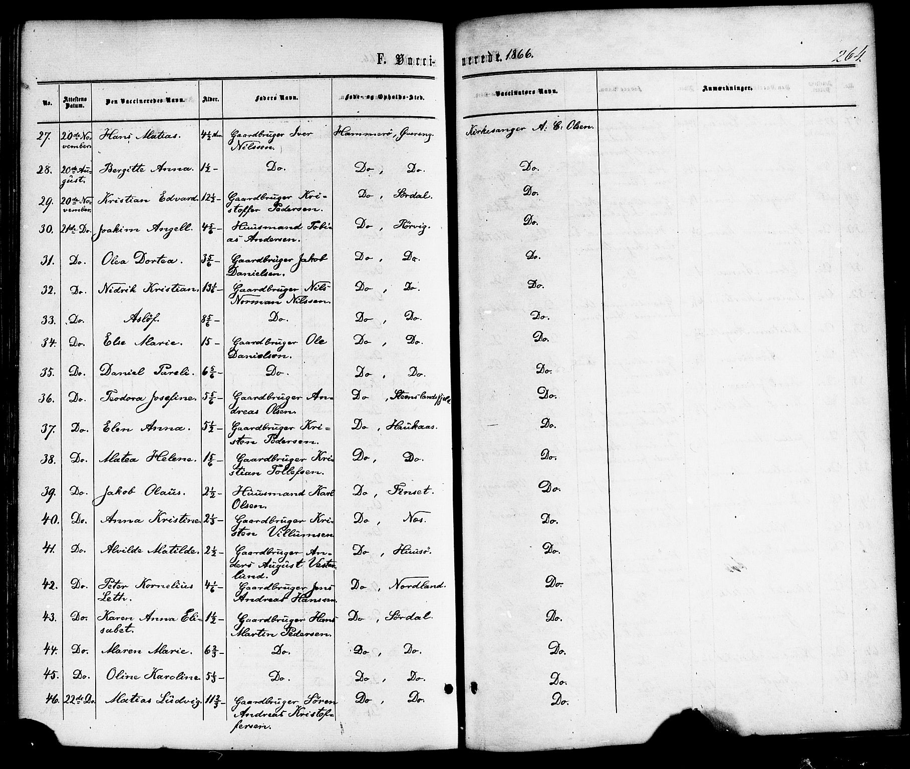 Ministerialprotokoller, klokkerbøker og fødselsregistre - Nordland, SAT/A-1459/859/L0845: Ministerialbok nr. 859A05, 1863-1877, s. 264