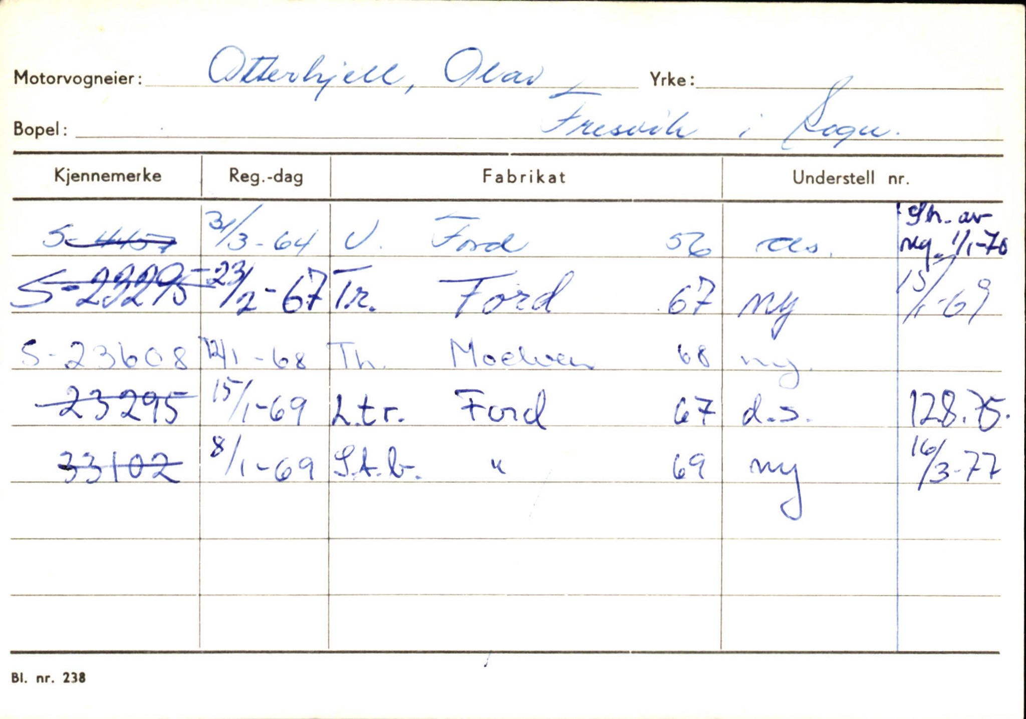 Statens vegvesen, Sogn og Fjordane vegkontor, SAB/A-5301/4/F/L0126: Eigarregister Fjaler M-Å. Leikanger A-Å, 1945-1975, s. 1932